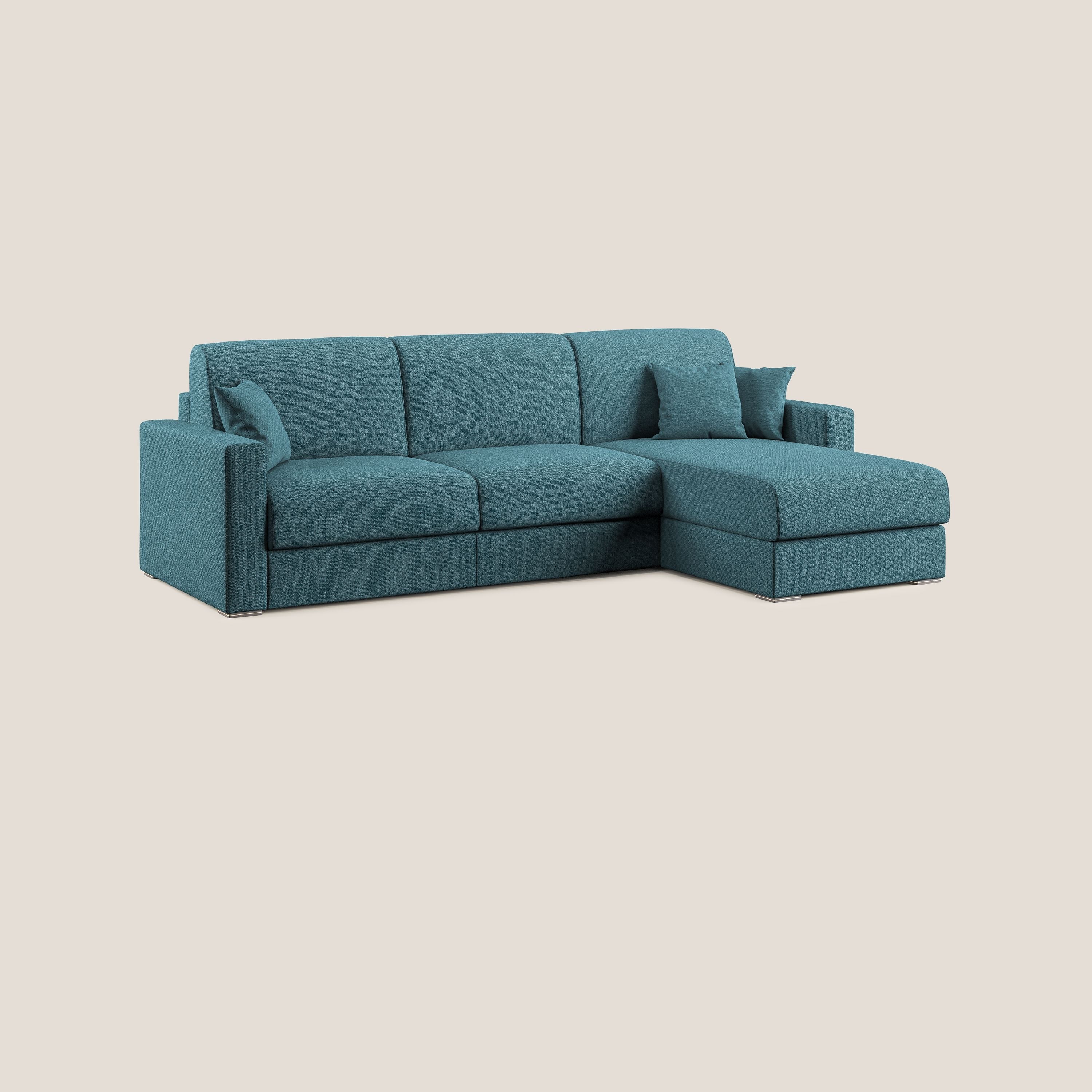 Best Divano letto angolare con penisola in tessuto smacchiabile QuickClean T08 azzurro - divitt.sbs