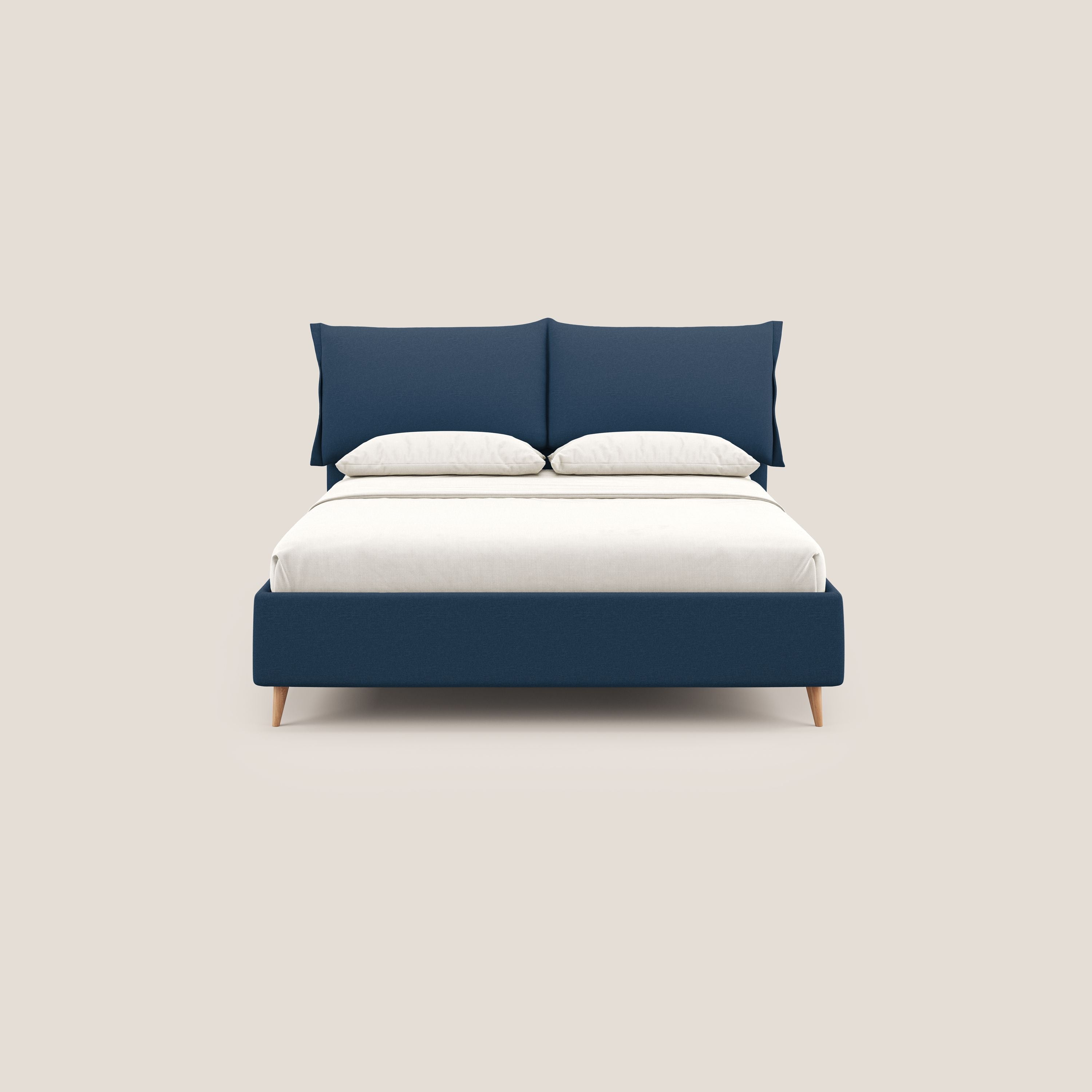 Elettra letto contenitore imbottito e sfoderabile con cuscini testata in tessuto impermeabile T13 blu - divitt.sbs