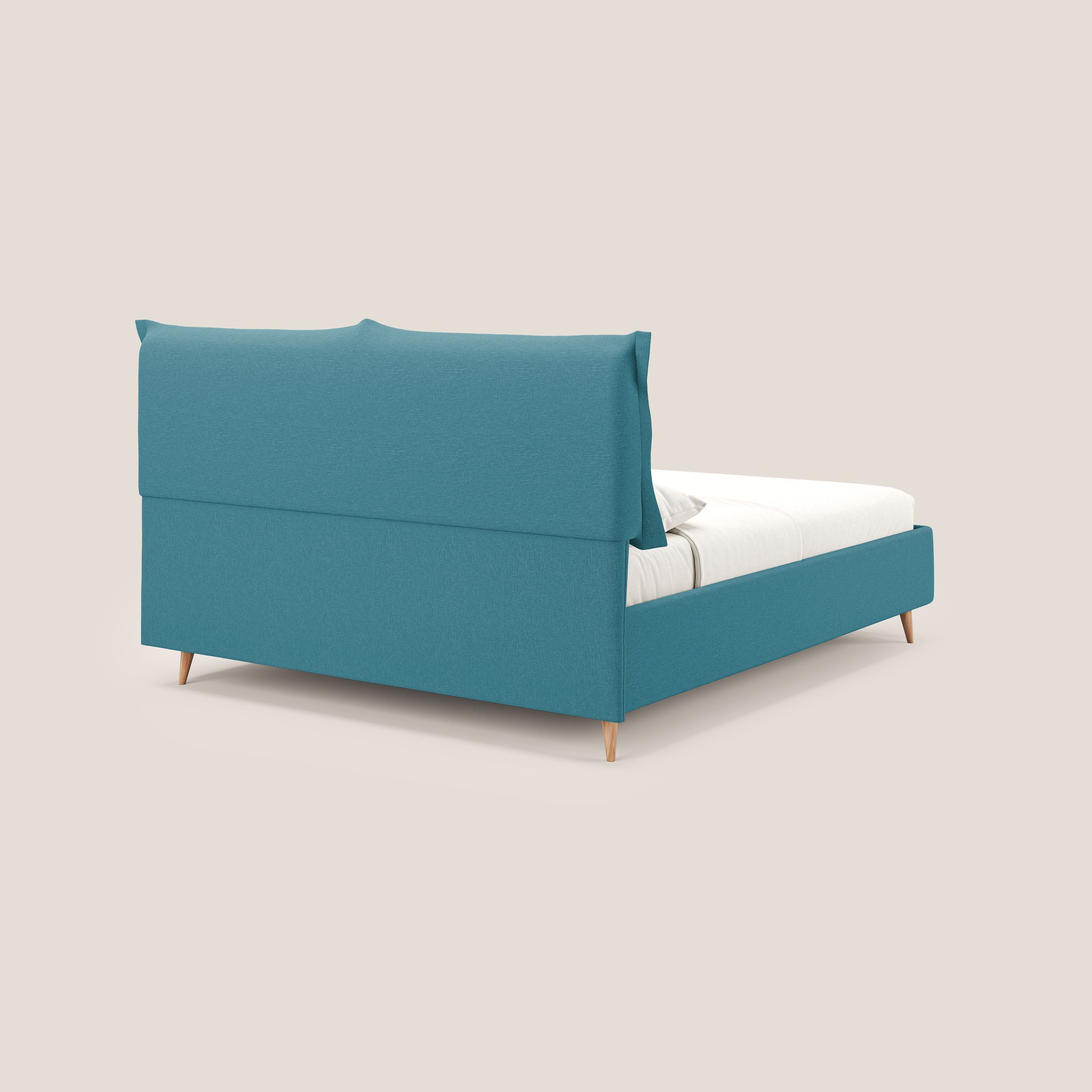 Elettra letto contenitore imbottito e sfoderabile con cuscini testata in tessuto impermeabile T13 azzurro - divitt.sbs