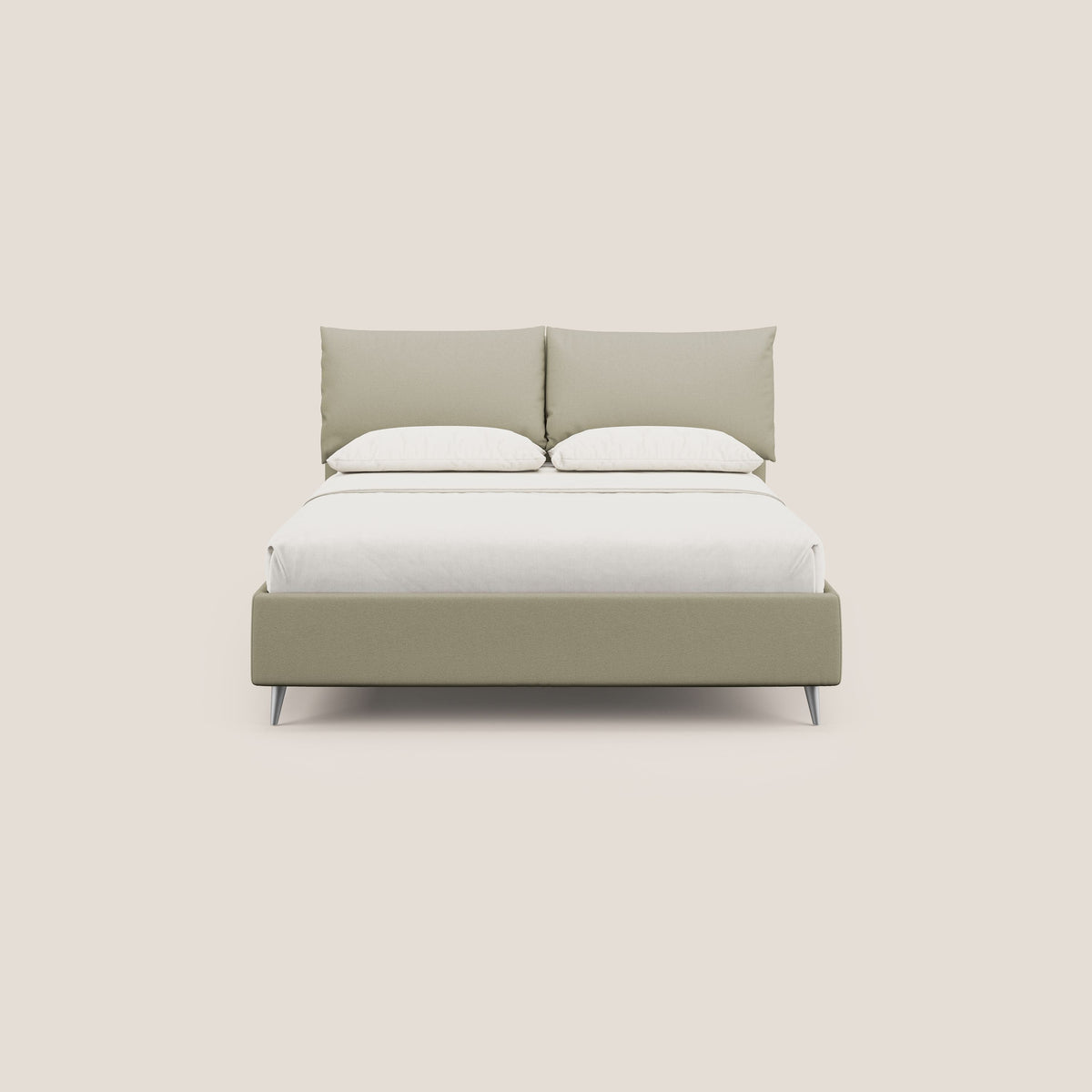 Elsa letto imbottito con vano contenitore in tessuto smacchiabile T05 panna - divitt.sbs