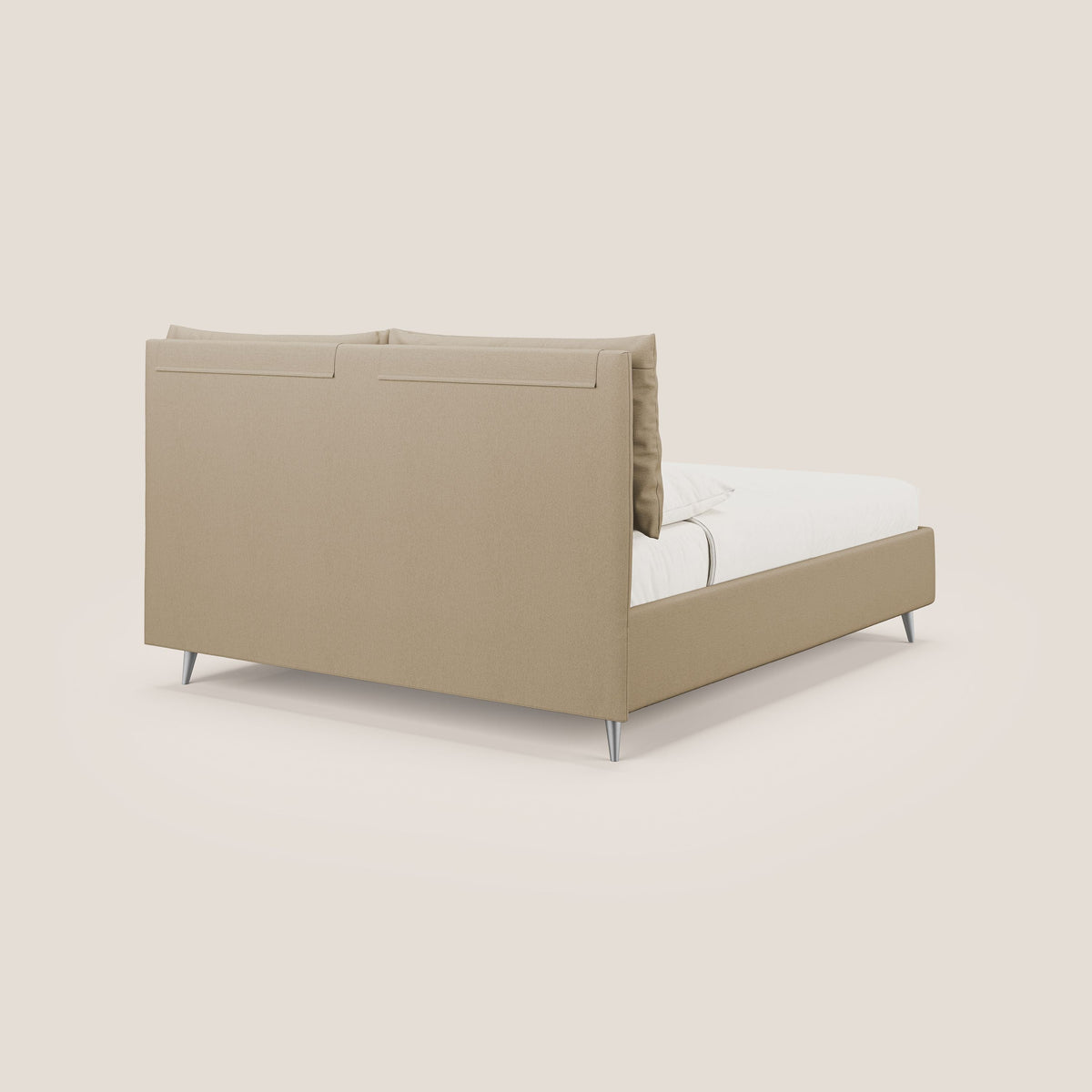 Elsa letto imbottito con vano contenitore in tessuto smacchiabile T05 beige - divitt.sbs