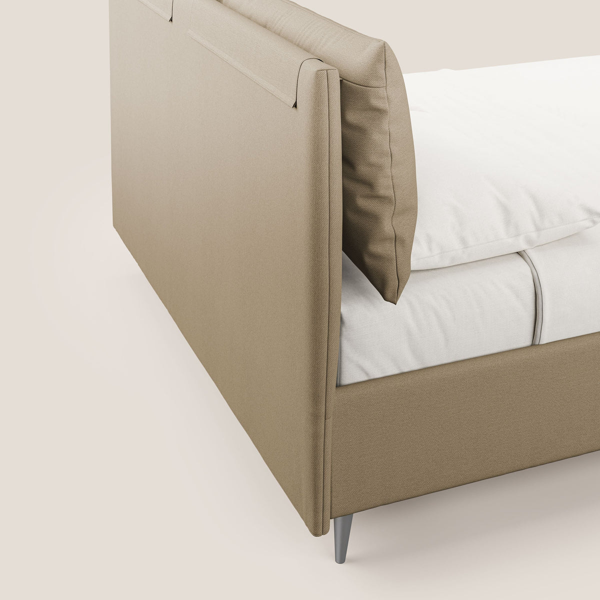 Elsa letto imbottito con vano contenitore in tessuto smacchiabile T05 beige - divitt.sbs