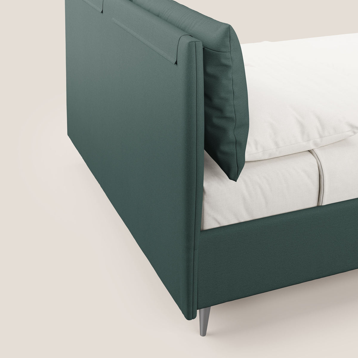 Elsa letto imbottito con vano contenitore in tessuto smacchiabile T05 verde - divitt.sbs