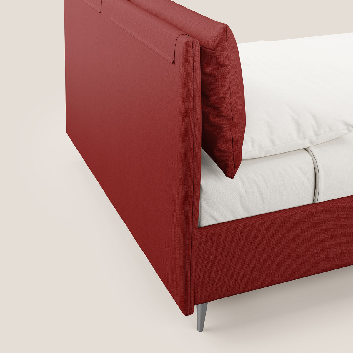 Elsa letto imbottito con vano contenitore in tessuto smacchiabile T05 rosso - divitt.sbs