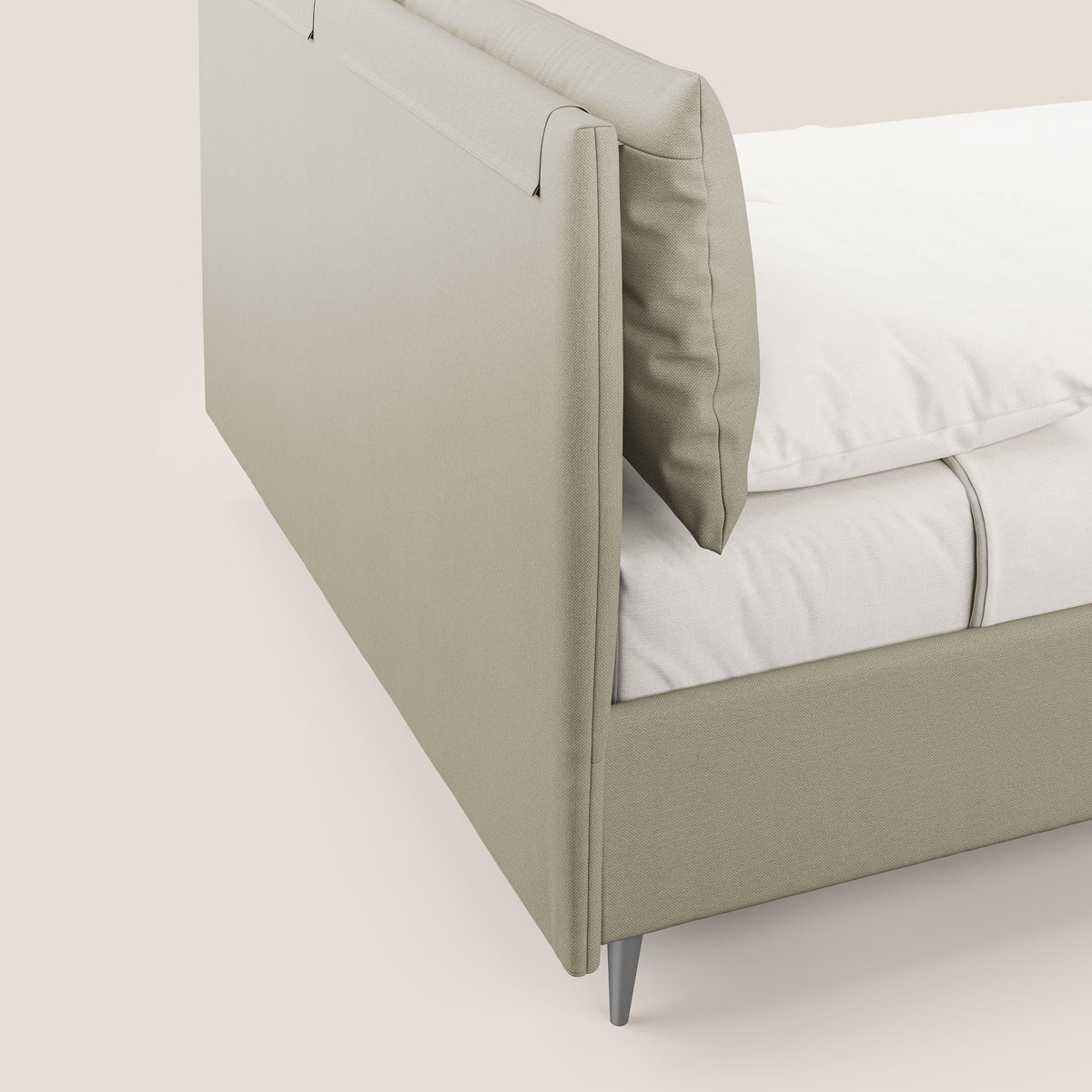 Elsa letto imbottito con vano contenitore in tessuto smacchiabile T05 panna - divitt.sbs