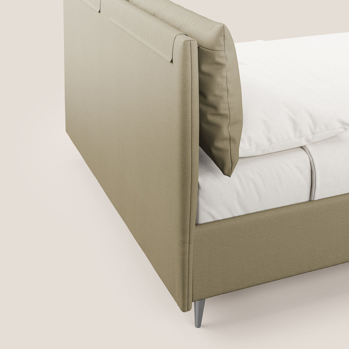 Elsa letto imbottito con vano contenitore in tessuto smacchiabile T05 cammello - divitt.sbs