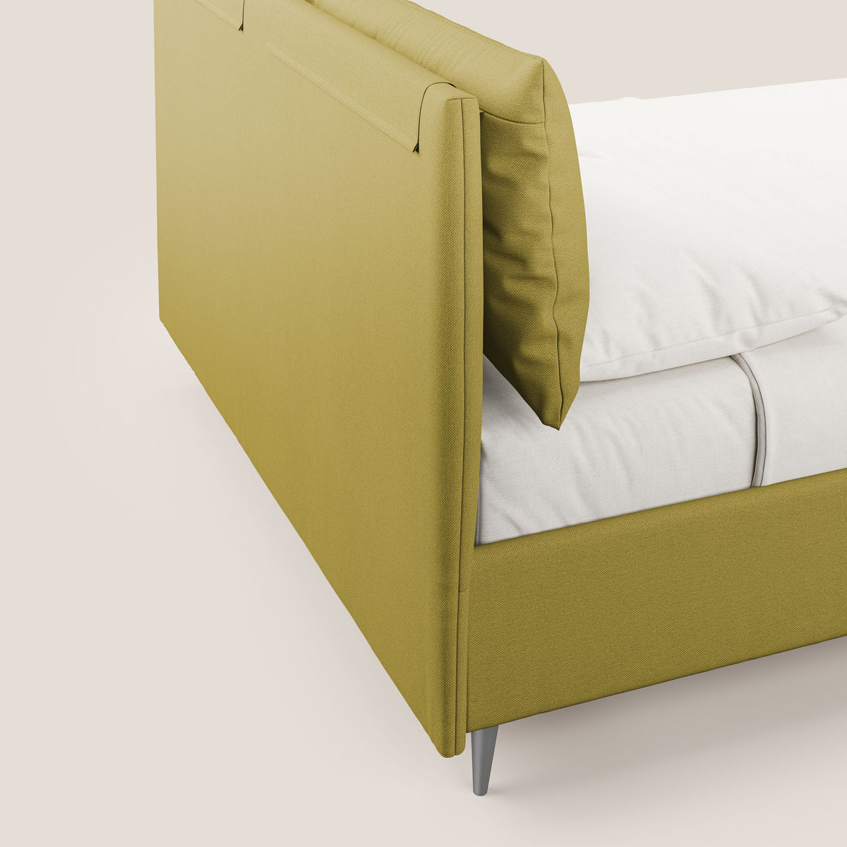 Elsa letto imbottito con vano contenitore in tessuto smacchiabile T05 giallo - divitt.sbs