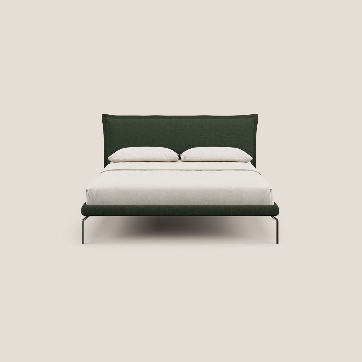 Eric letto imbottito design minimal in morbido tessuto impermeabile T14 verde - divitt.sbs