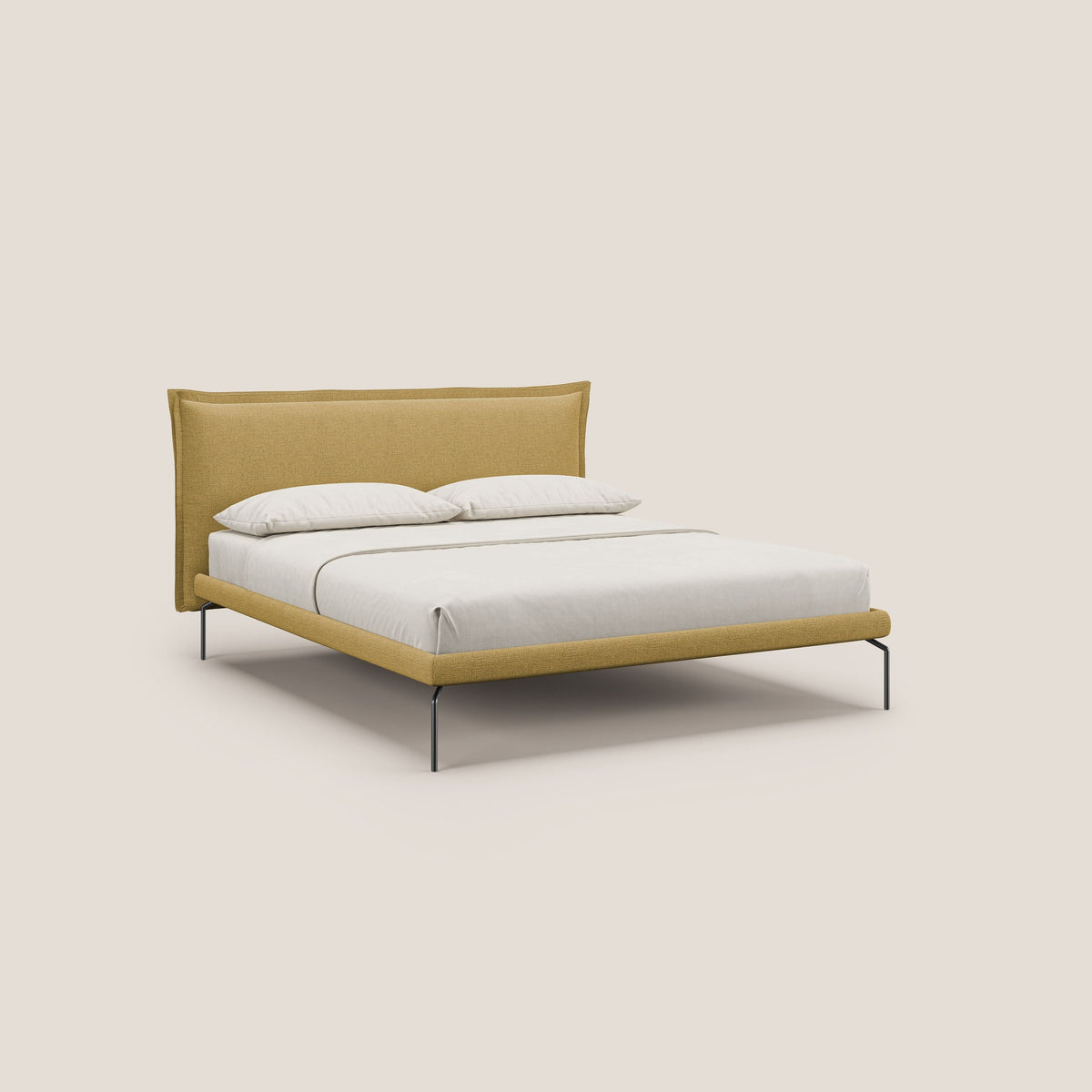 Eric letto imbottito design minimal in morbido tessuto impermeabile T14 giallo - divitt.sbs