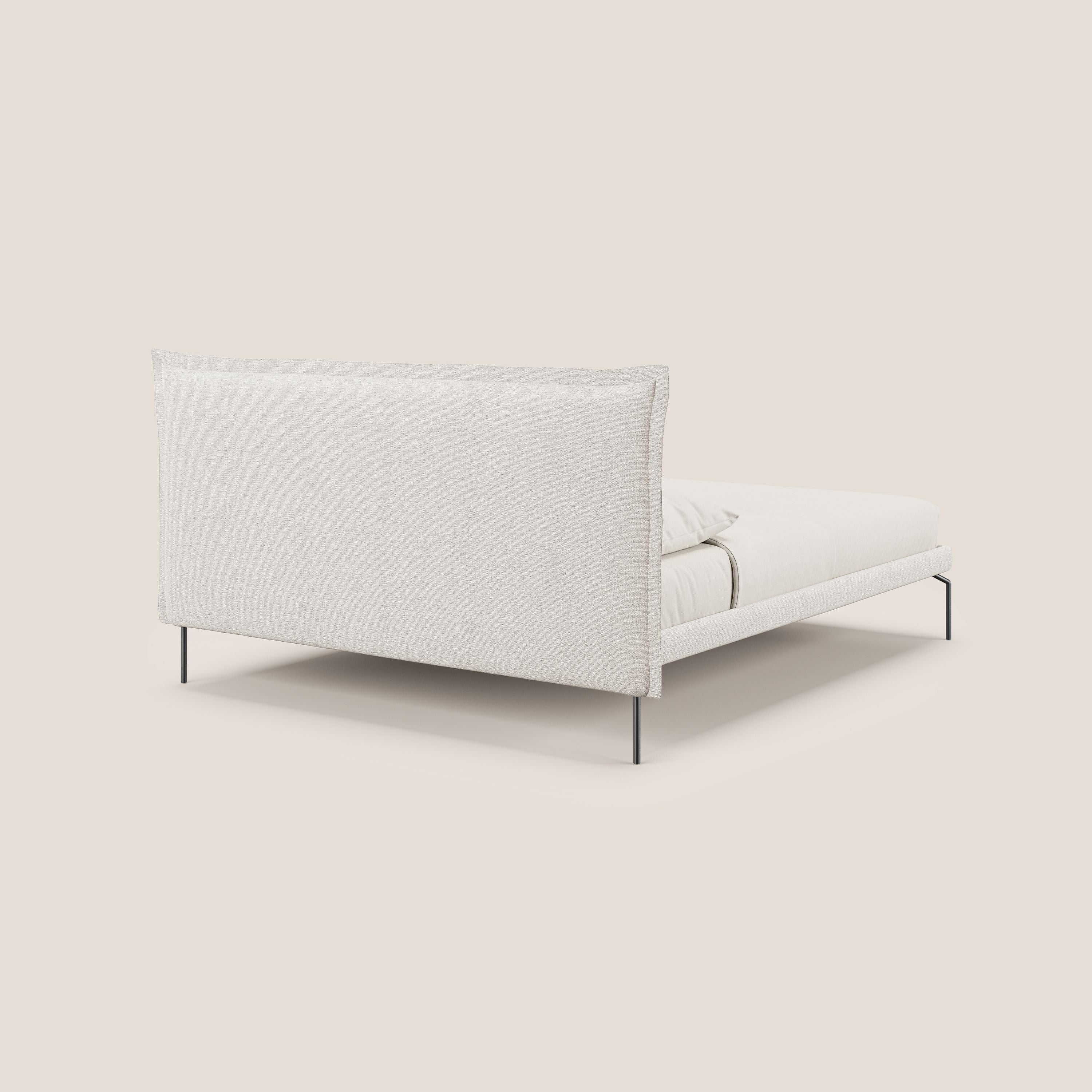 Eric letto imbottito design minimal in morbido tessuto impermeabile T14 panna - divitt.sbs