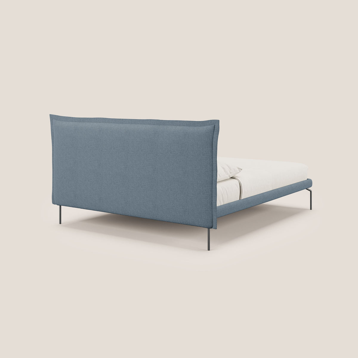 Eric letto imbottito design minimal in morbido tessuto impermeabile T14 carta da zucchero - divitt.sbs