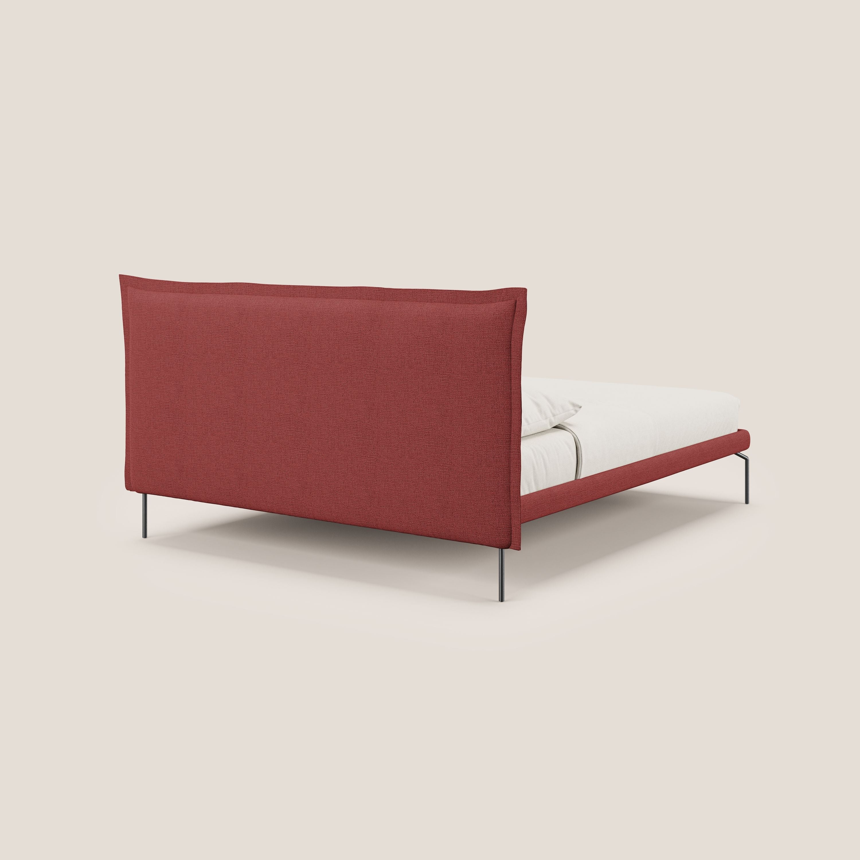 Eric letto imbottito design minimal in morbido tessuto impermeabile T14 rosso - divitt.sbs
