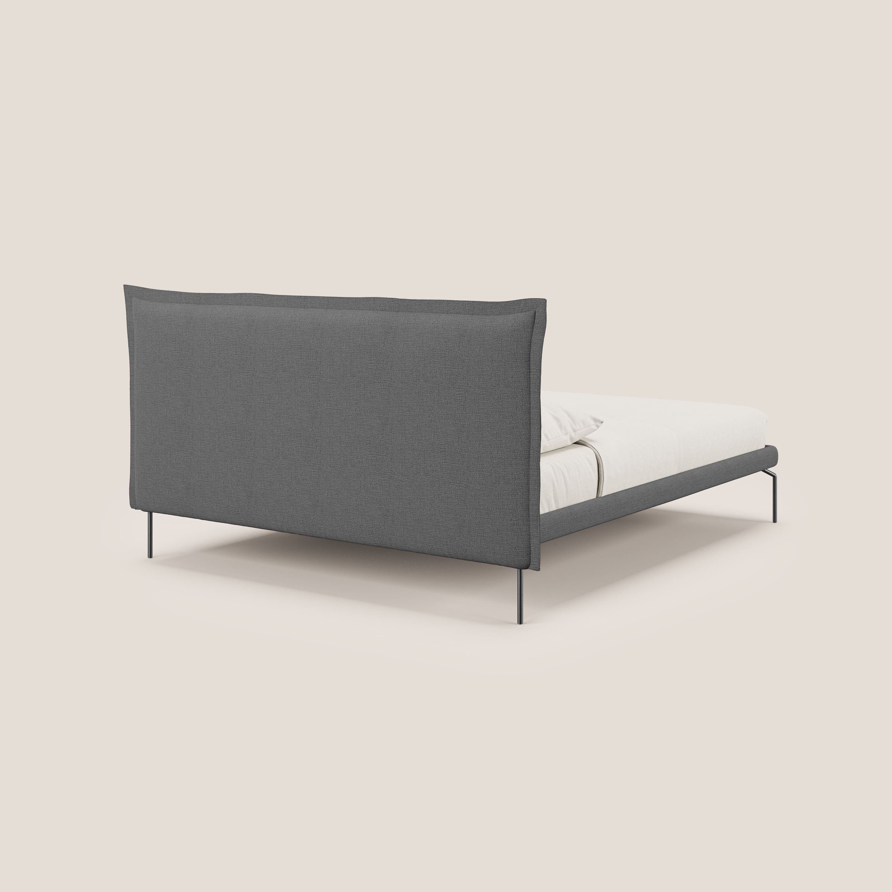 Eric letto imbottito design minimal in morbido tessuto impermeabile T14 grigio - divitt.sbs