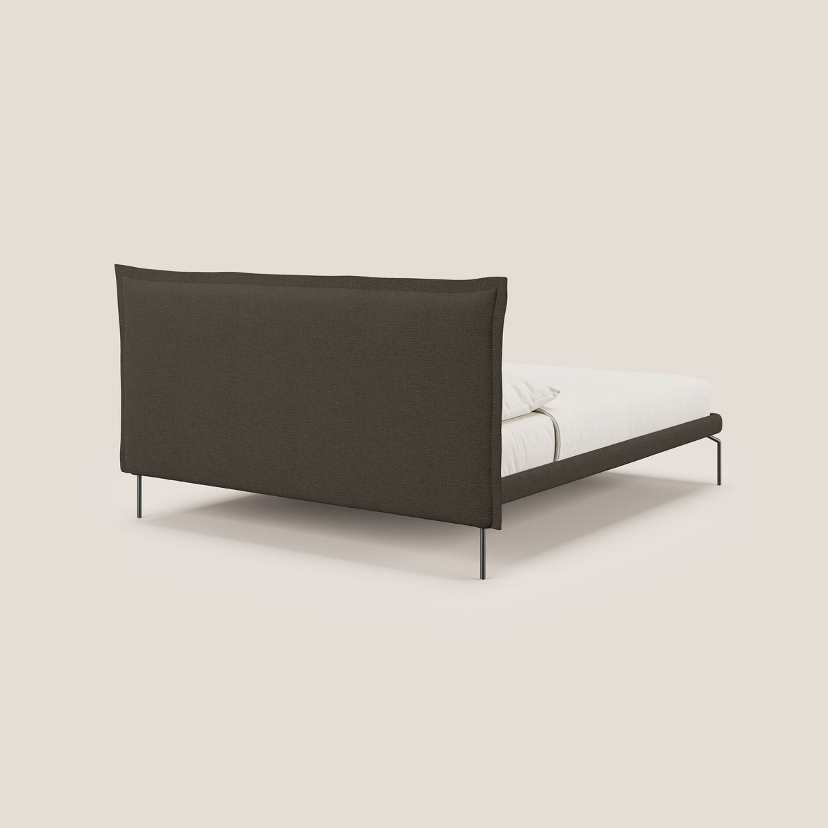 Eric letto imbottito design minimal in morbido tessuto impermeabile T14 marrone - divitt.sbs