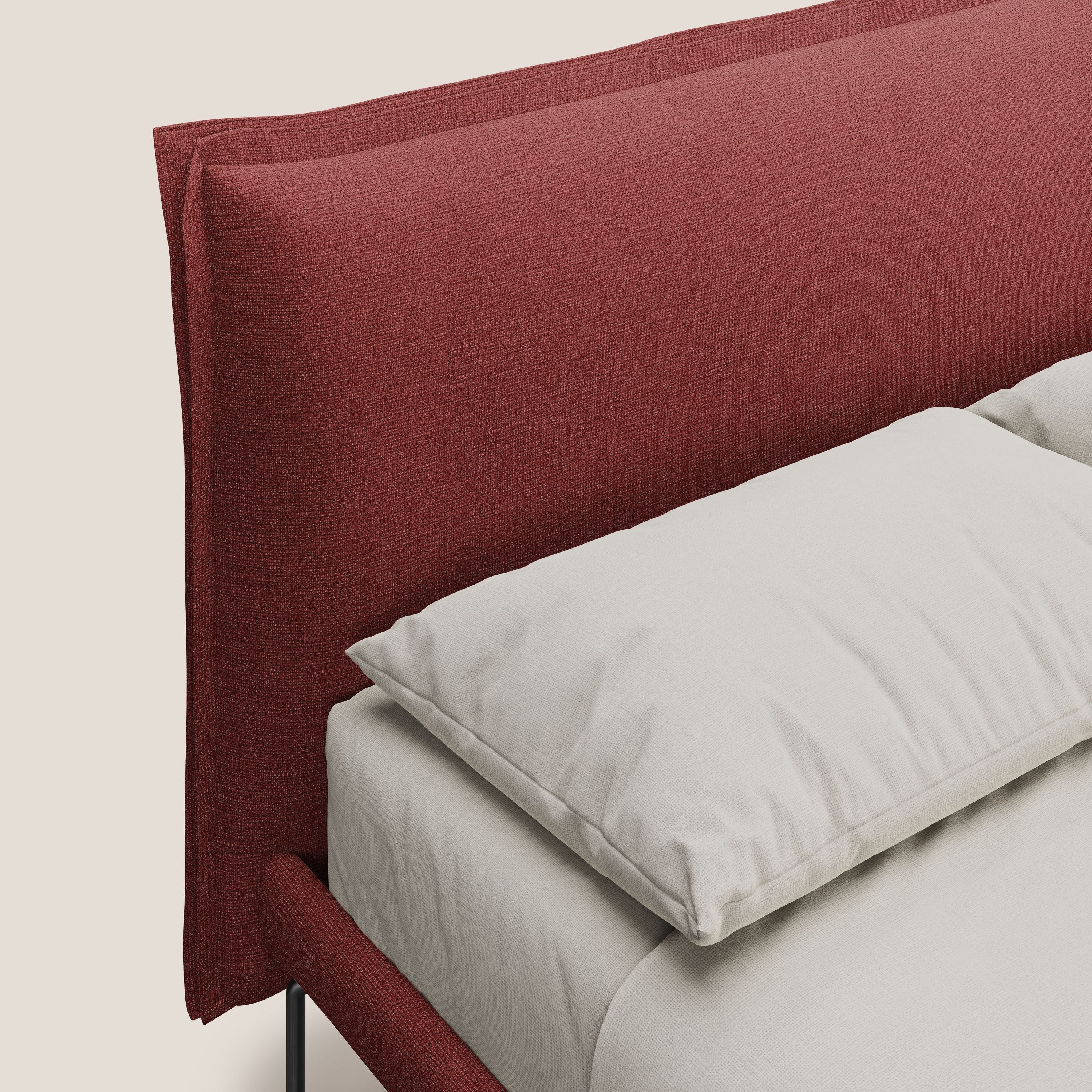 Eric letto imbottito design minimal in morbido tessuto impermeabile T14 rosso - divitt.sbs