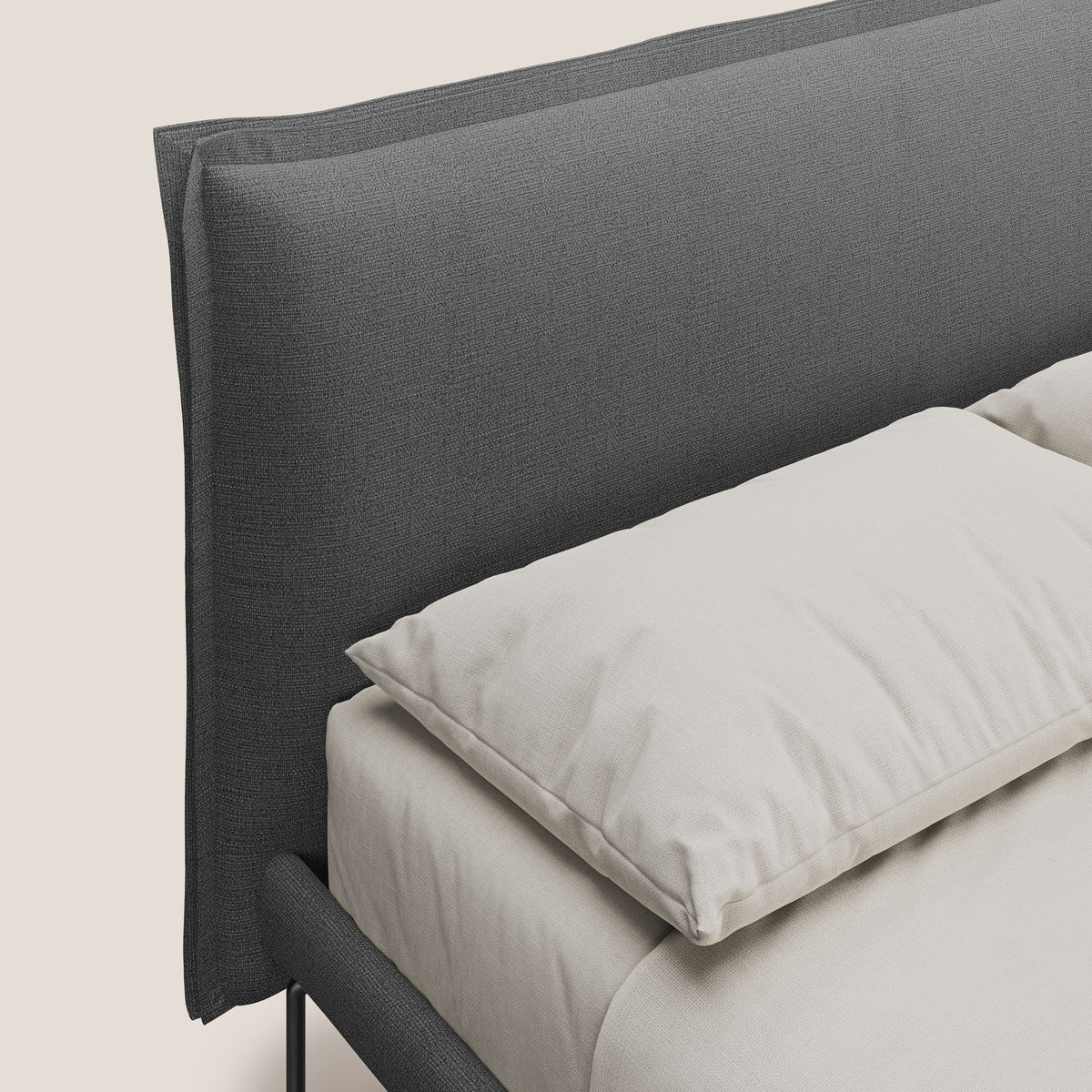 Eric letto imbottito design minimal in morbido tessuto impermeabile T14 grigio - divitt.sbs