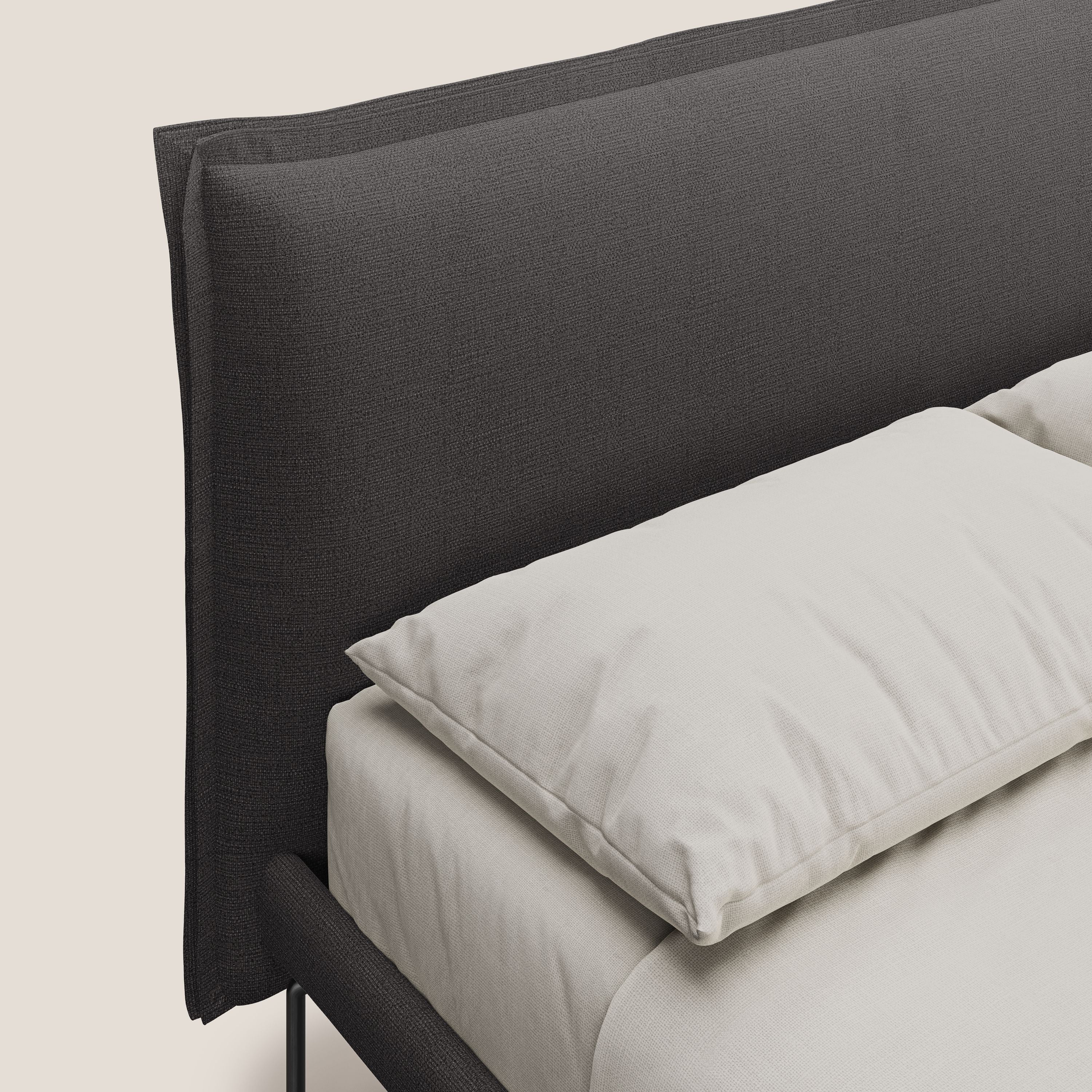 Eric letto imbottito design minimal in morbido tessuto impermeabile T14 antracite - divitt.sbs