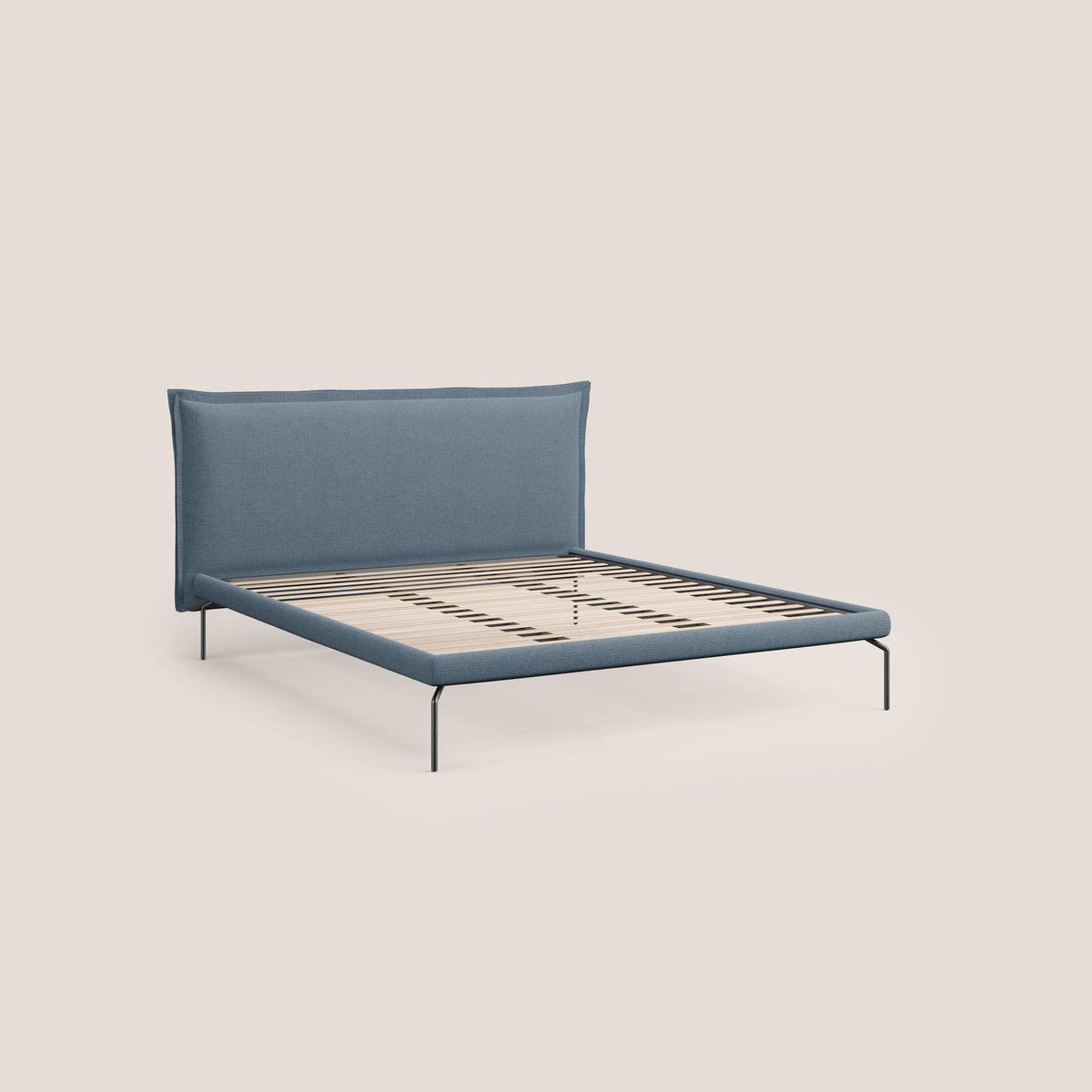 Eric letto imbottito design minimal in morbido tessuto impermeabile T14 carta da zucchero - divitt.sbs