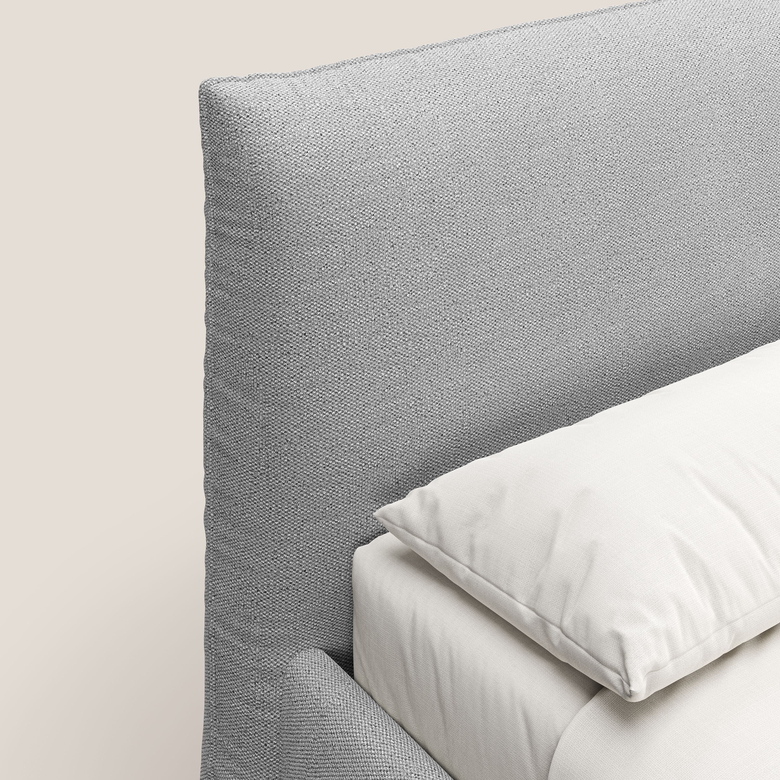 EROS letto imbottito in piuma con vano contenitore in pregiato e fresco bouclet smacchiabile T16 grigio - divitt.sbs
