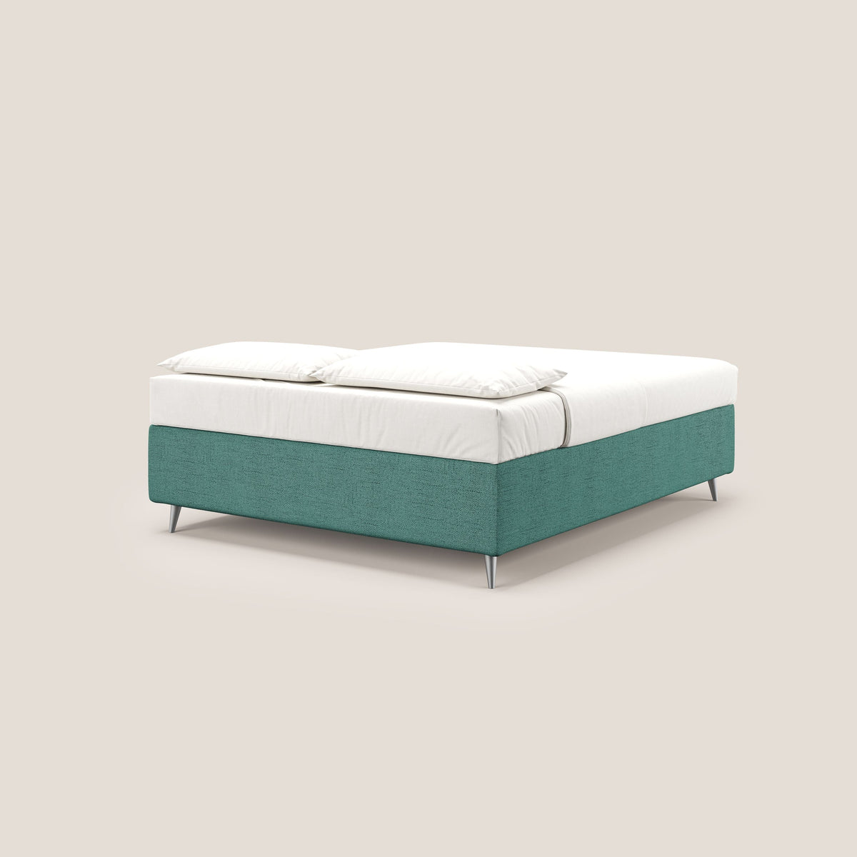 Febe sommier compatto con grande capienza del contenitore in tessuto impermeabile T03 verde acqua - divitt.sbs