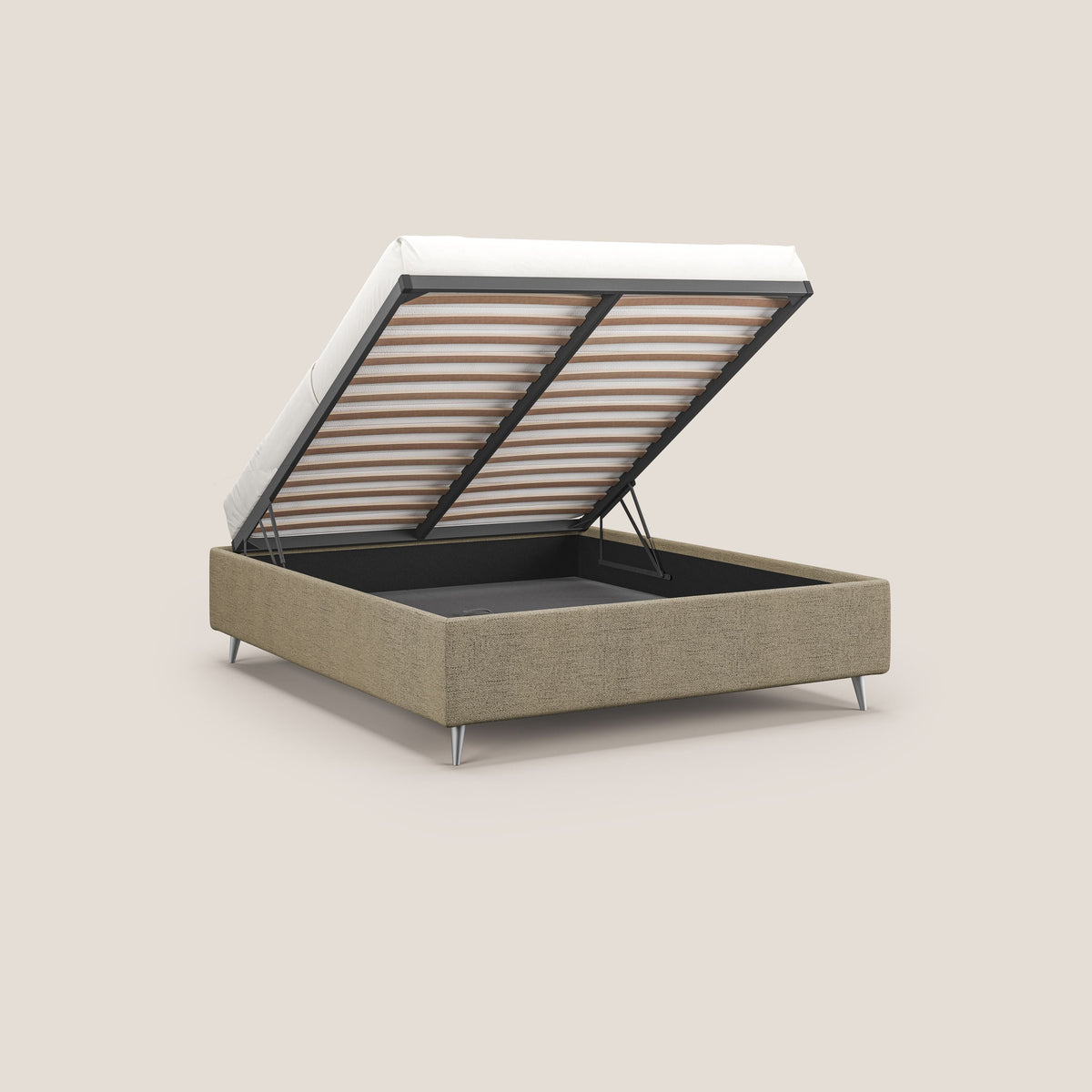 Febe sommier compatto con grande capienza del contenitore in tessuto impermeabile T03 marrone - divitt.sbs