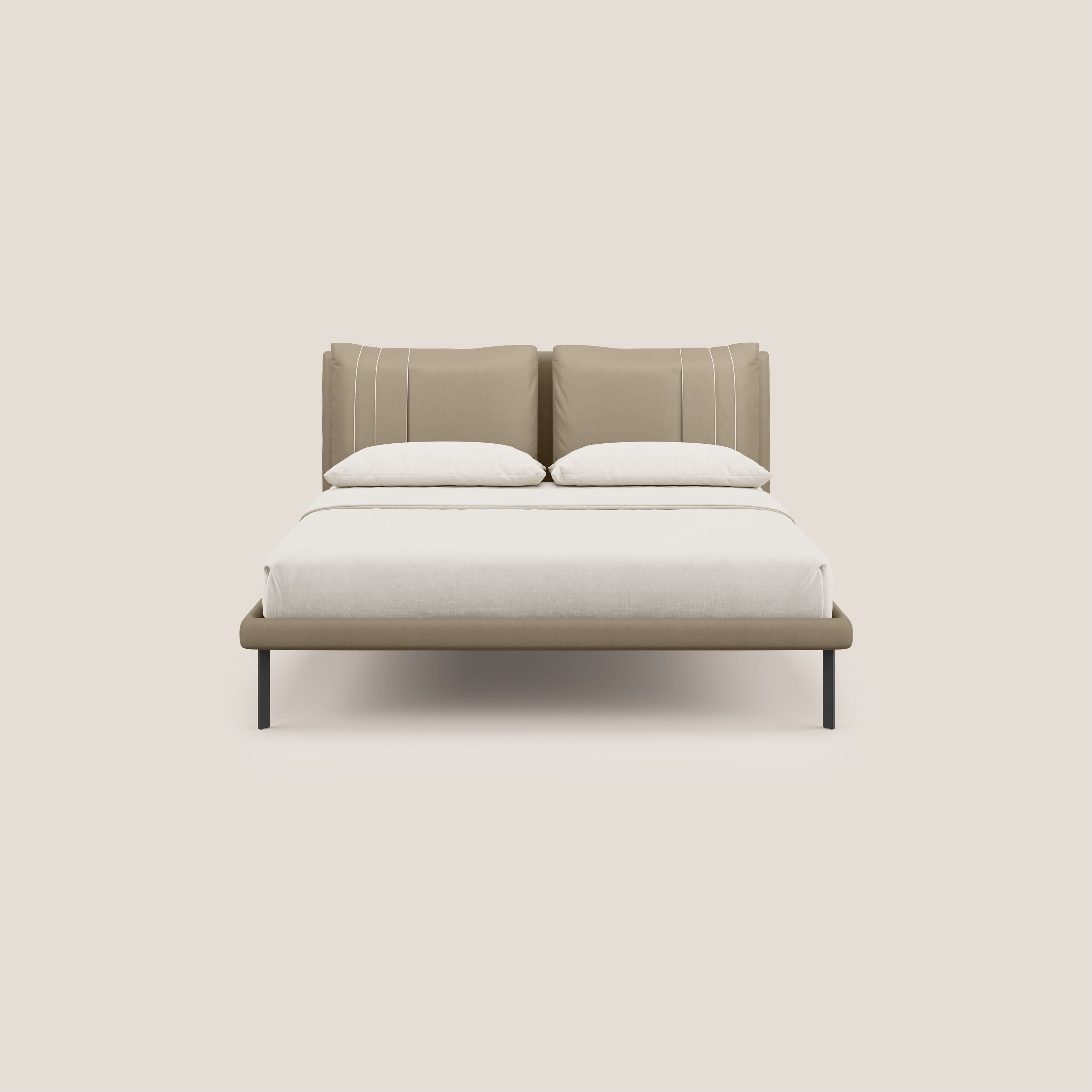 Giselle letto moderno con cuscini testata regolabili con tasche in microfibra impermeabile T11 tortora - divitt.sbs