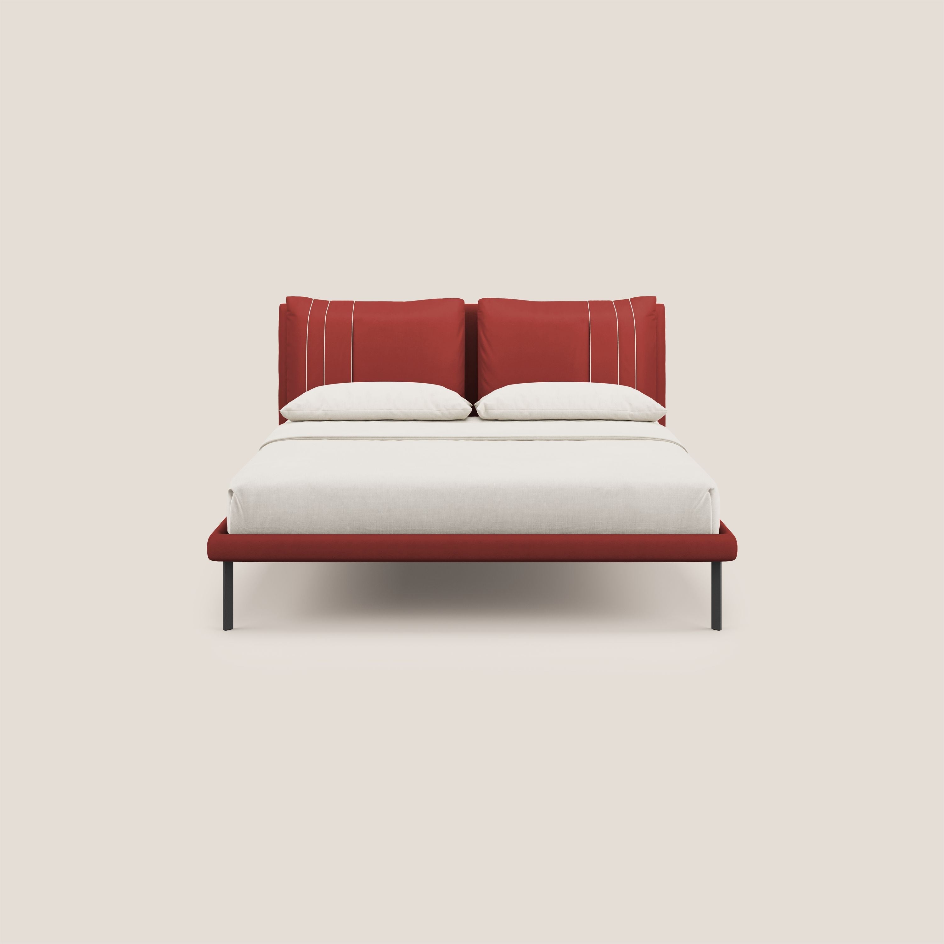 Giselle letto moderno con cuscini testata regolabili con tasche in microfibra impermeabile T11 rosso - divitt.sbs