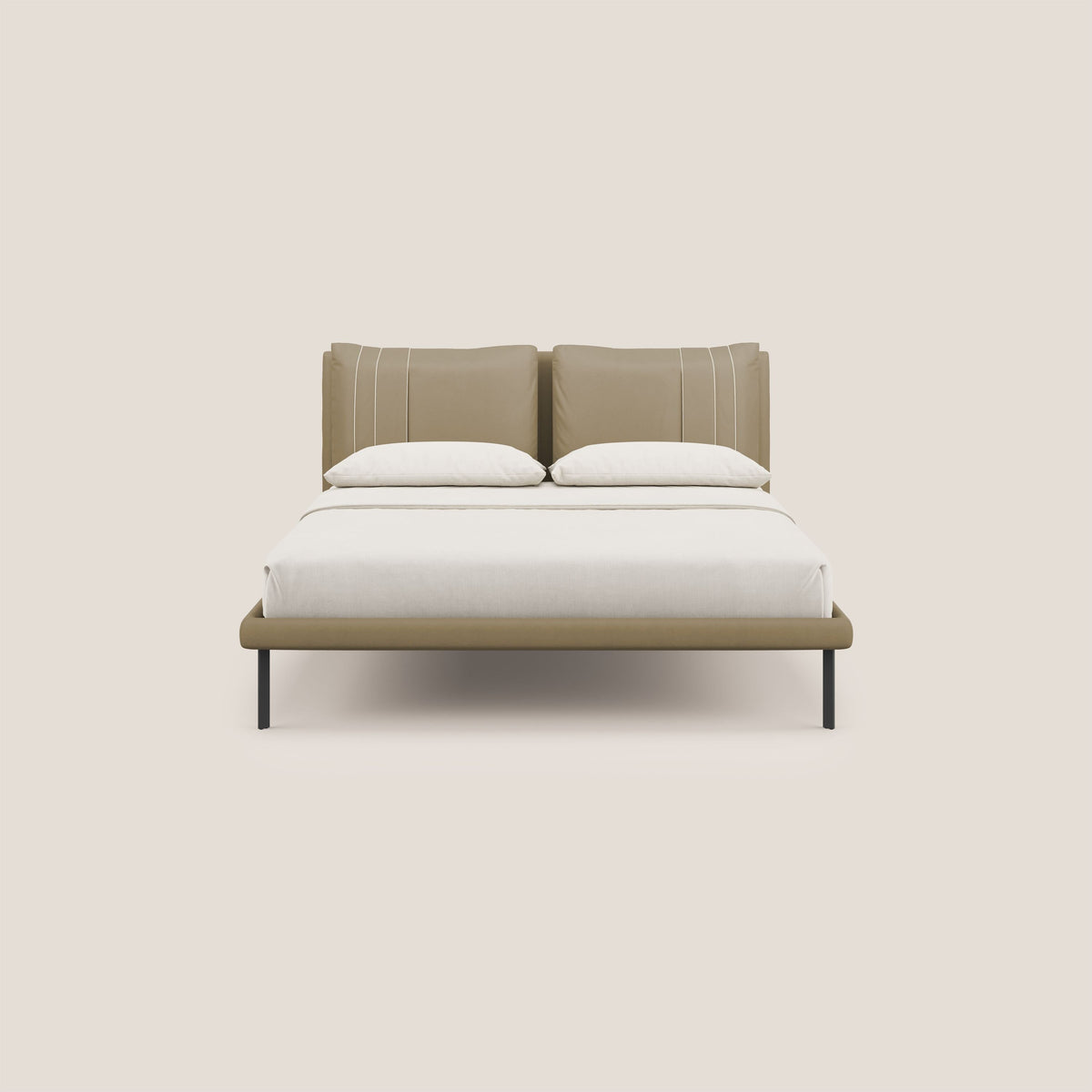 Giselle letto moderno con cuscini testata regolabili con tasche in microfibra impermeabile T11 beige - divitt.sbs