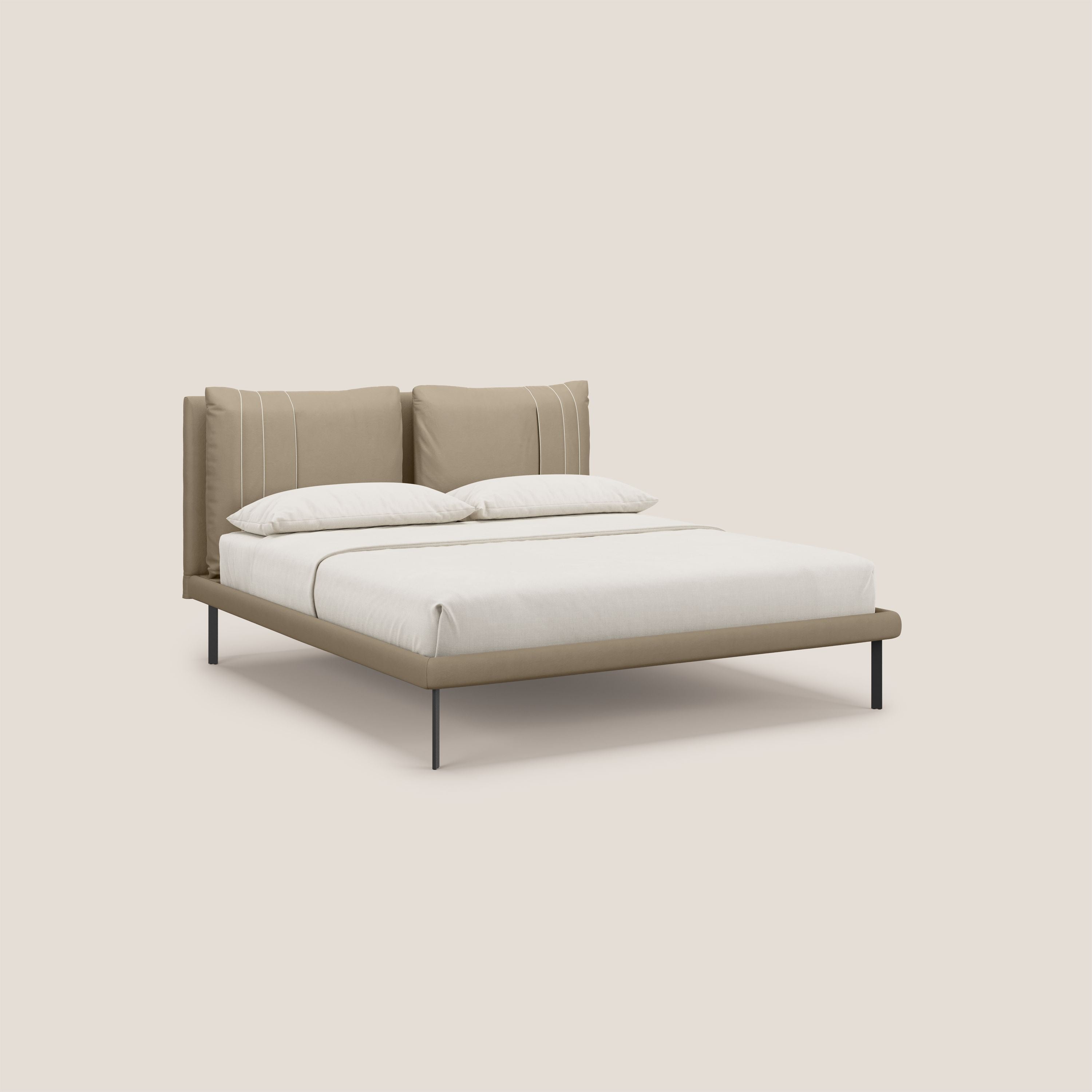Giselle letto moderno con cuscini testata regolabili con tasche in microfibra impermeabile T11 tortora - divitt.sbs