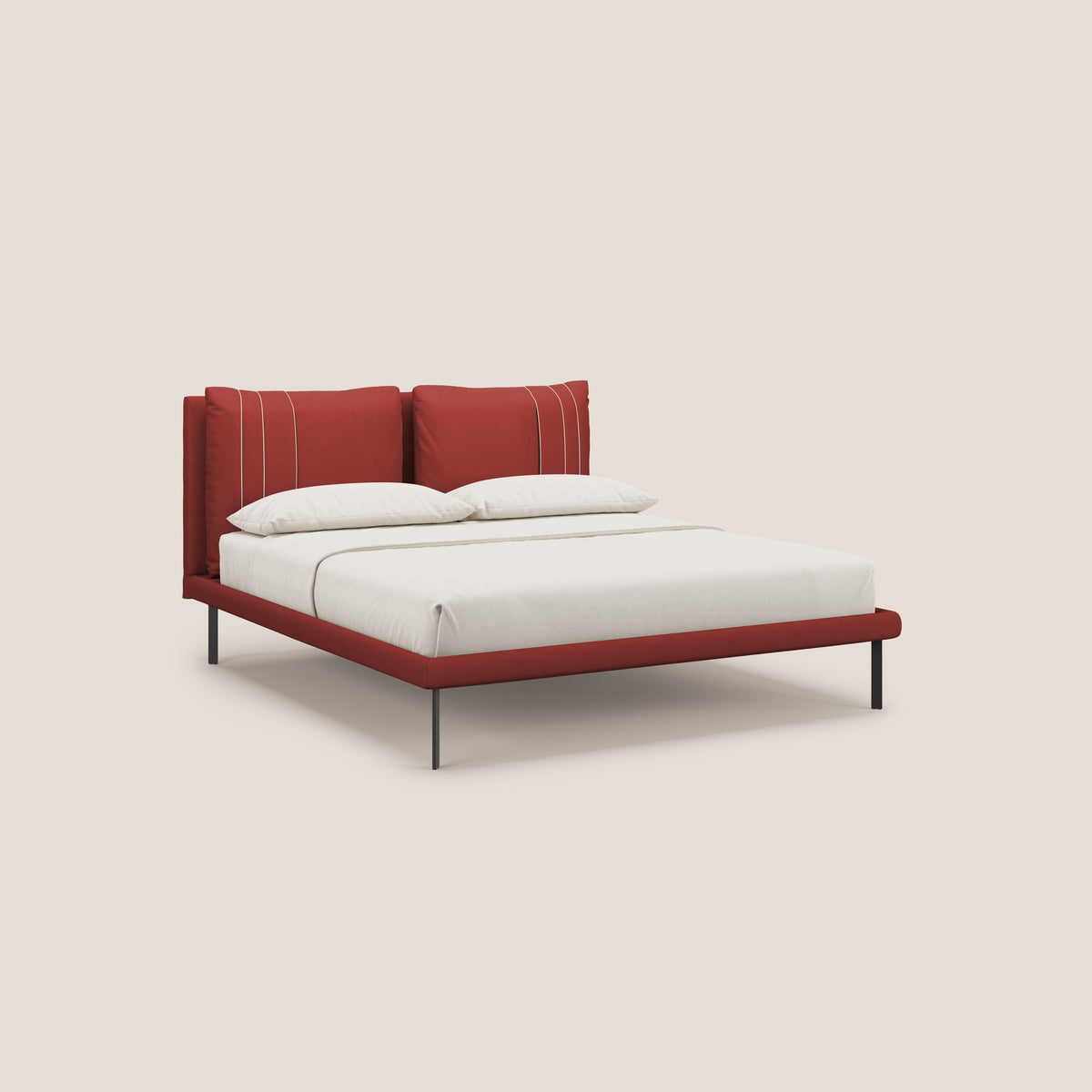 Giselle letto moderno con cuscini testata regolabili con tasche in microfibra impermeabile T11 rosso - divitt.sbs