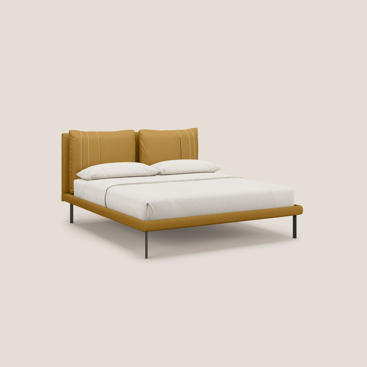 Giselle letto moderno con cuscini testata regolabili con tasche in microfibra impermeabile T11 giallo - divitt.sbs