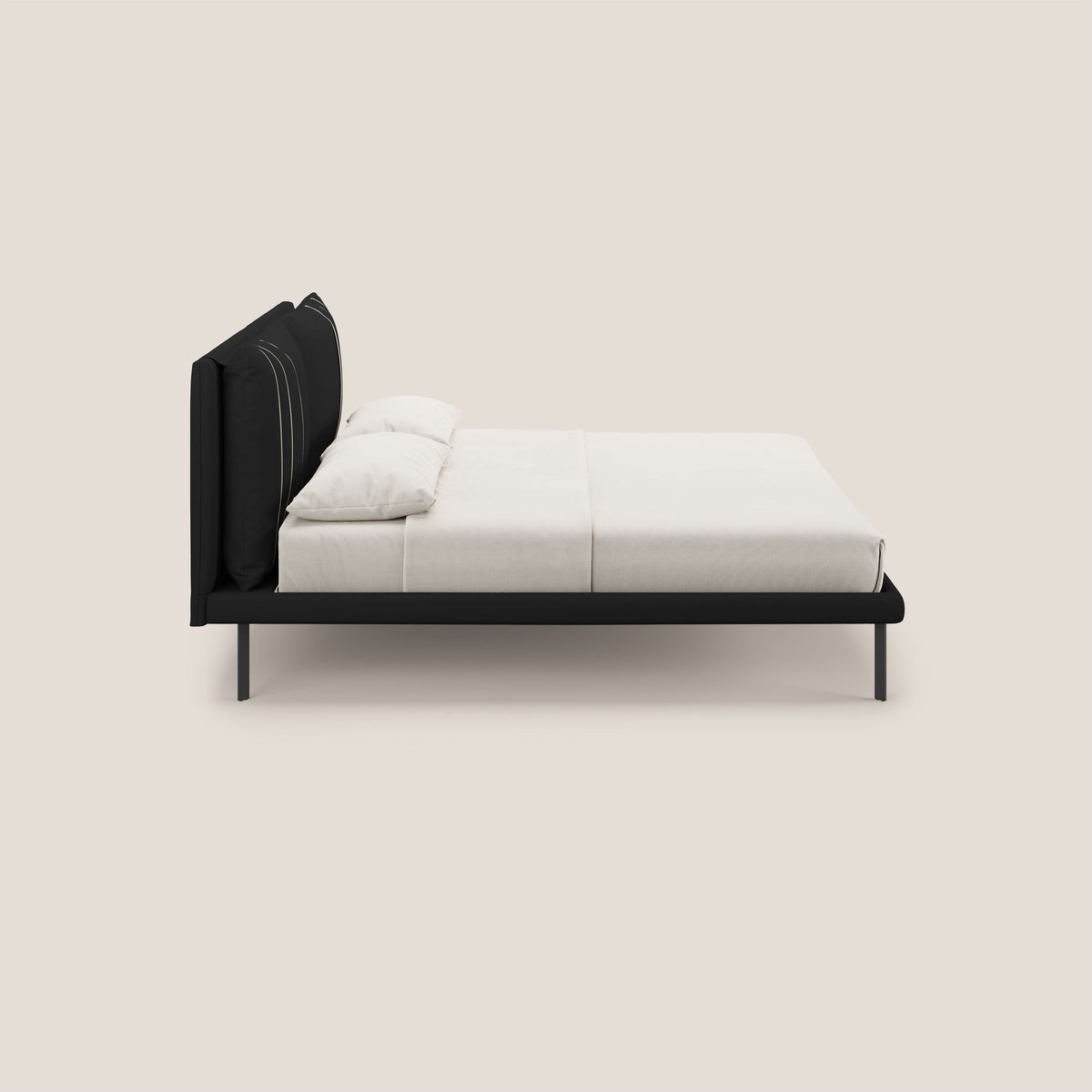 Giselle letto moderno con cuscini testata regolabili con tasche in microfibra impermeabile T11 nero - divitt.sbs