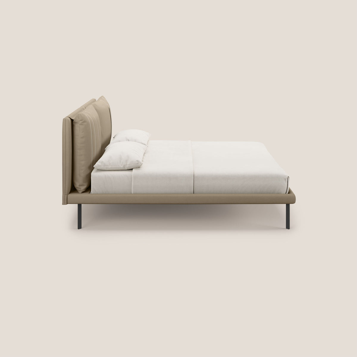 Giselle letto moderno con cuscini testata regolabili con tasche in microfibra impermeabile T11 tortora - divitt.sbs
