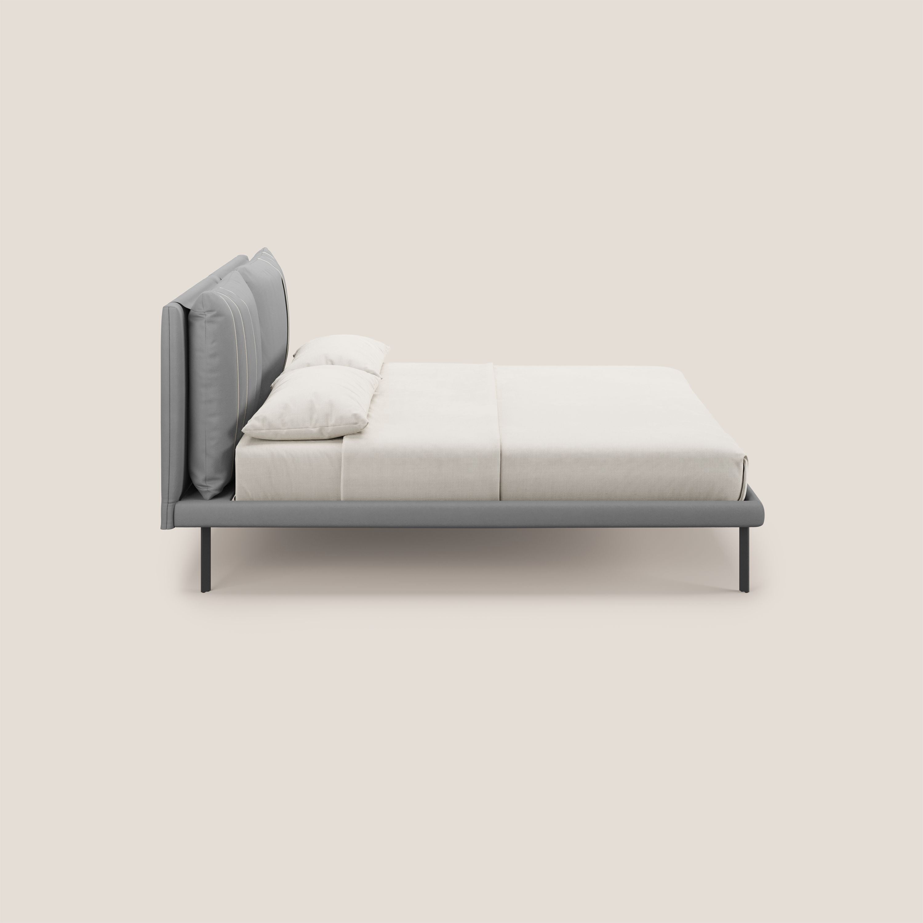 Giselle letto moderno con cuscini testata regolabili con tasche in microfibra impermeabile T11 grigio - divitt.sbs