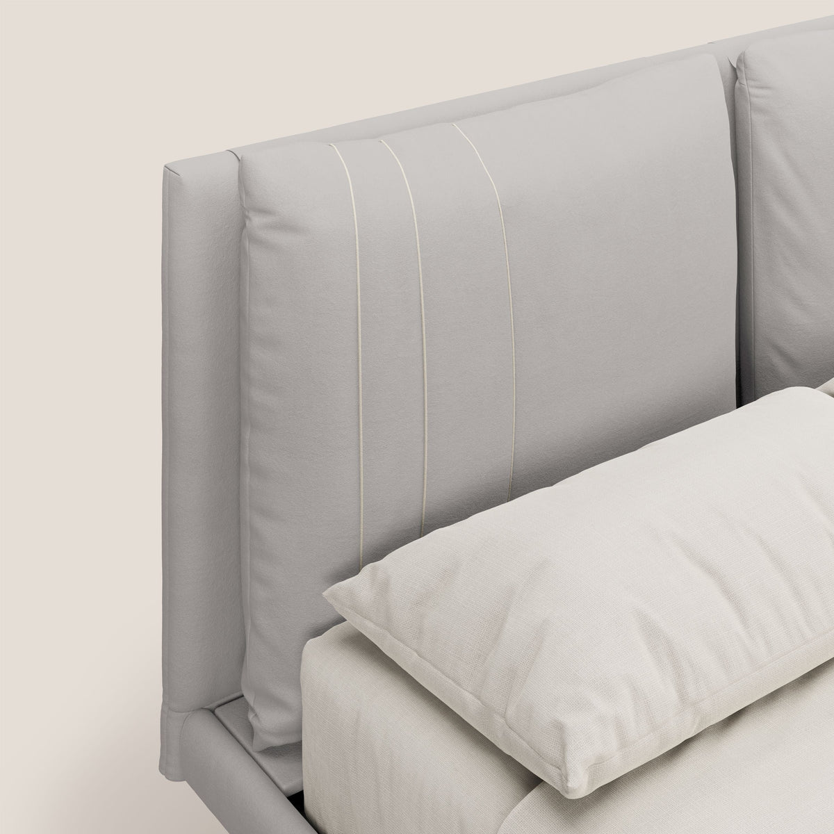 Giselle letto moderno con cuscini testata regolabili con tasche in microfibra impermeabile T11 grigio chiaro - divitt.sbs
