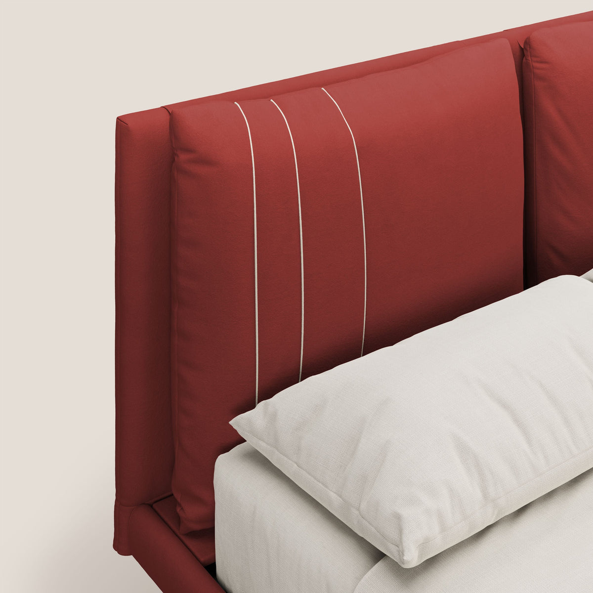 Giselle letto moderno con cuscini testata regolabili con tasche in microfibra impermeabile T11 rosso - divitt.sbs