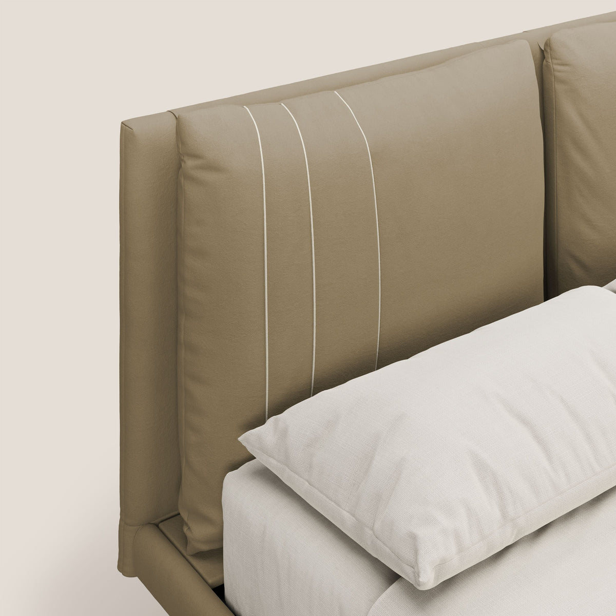 Giselle letto moderno con cuscini testata regolabili con tasche in microfibra impermeabile T11 beige - divitt.sbs