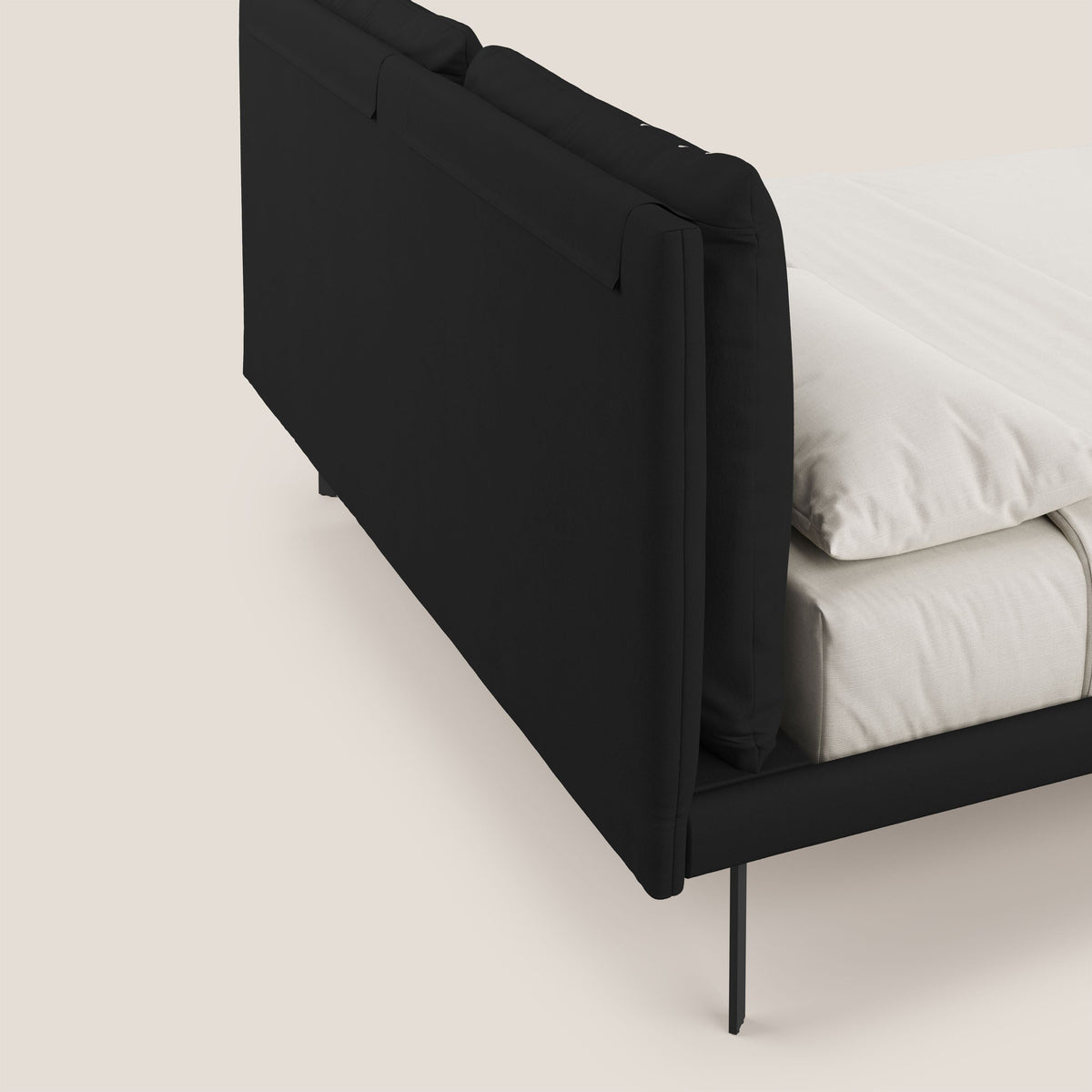 Giselle letto moderno con cuscini testata regolabili con tasche in microfibra impermeabile T11 nero - divitt.sbs