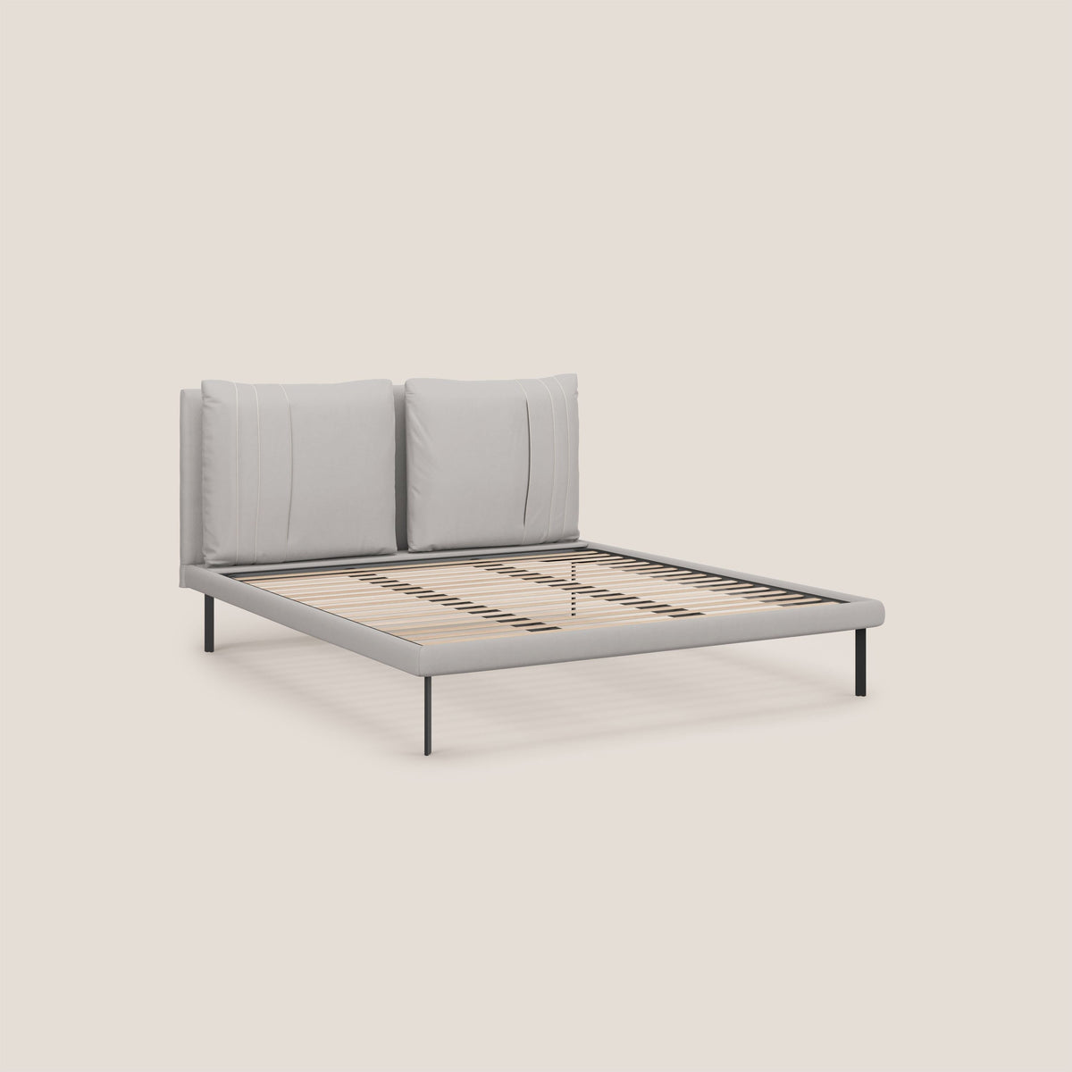 Giselle letto moderno con cuscini testata regolabili con tasche in microfibra impermeabile T11 grigio chiaro - divitt.sbs
