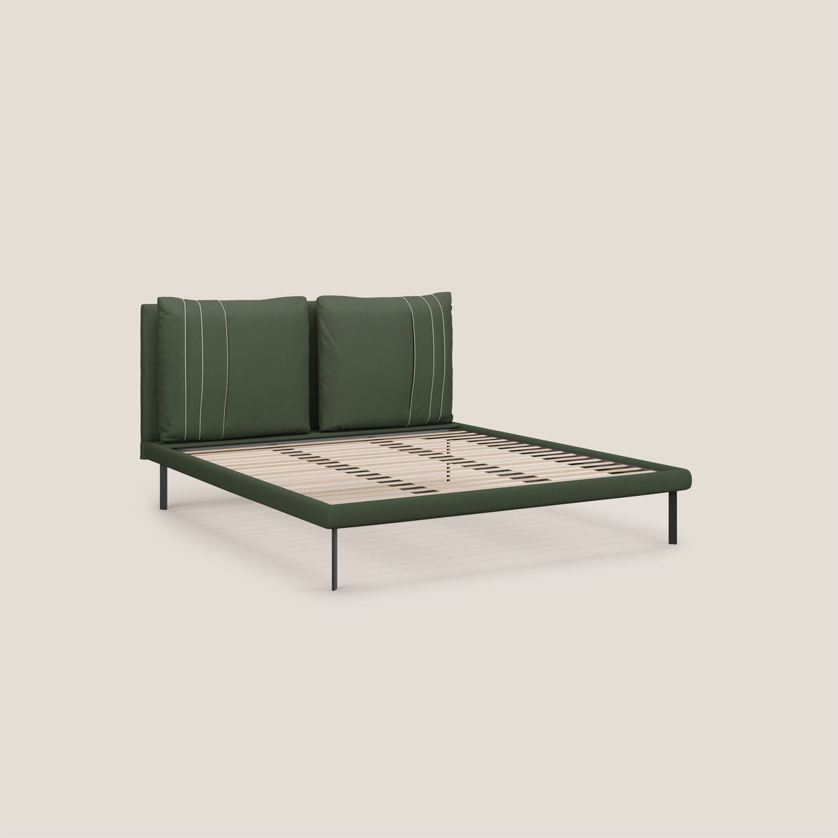 Giselle letto moderno con cuscini testata regolabili con tasche in microfibra impermeabile T11 verde - divitt.sbs