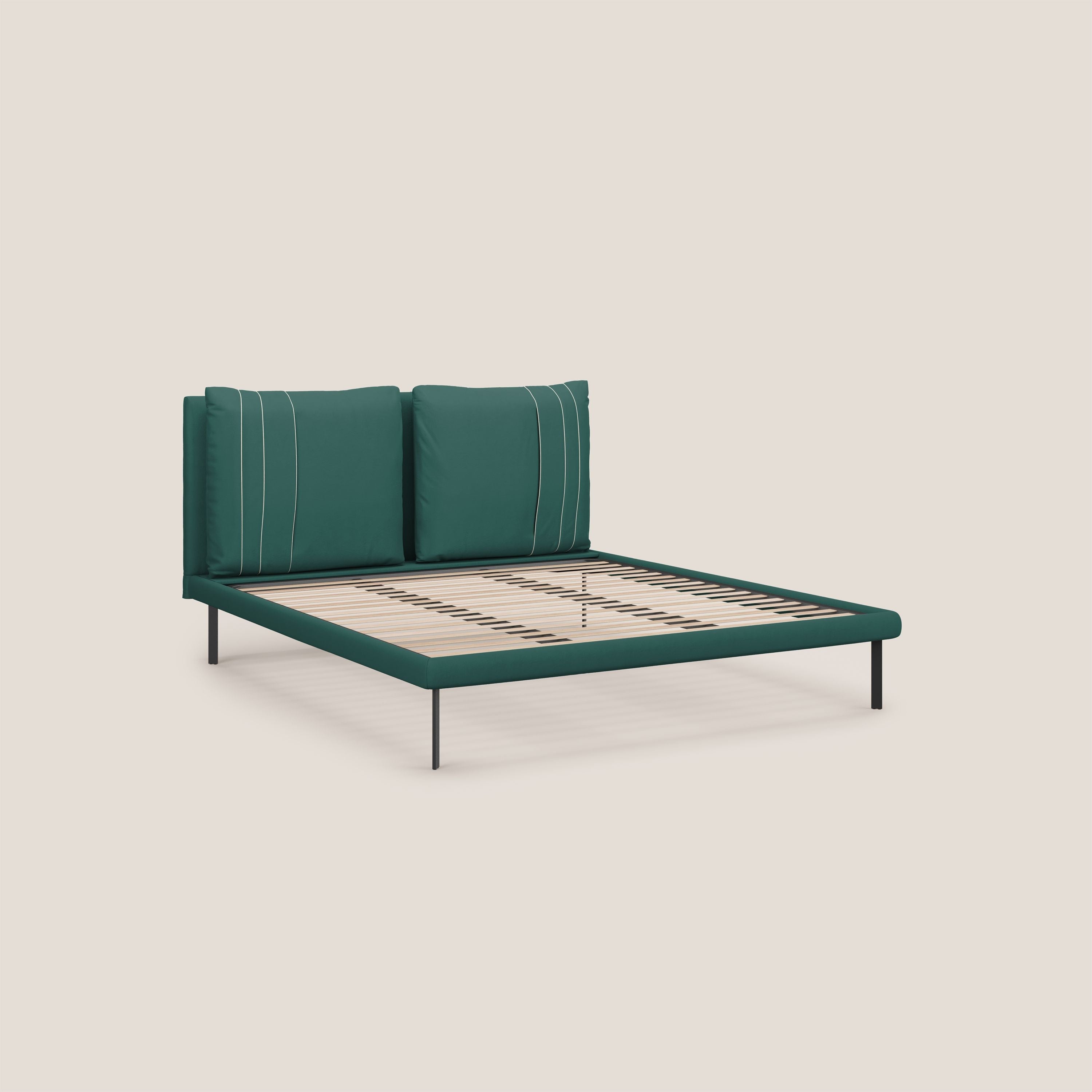 Giselle letto moderno con cuscini testata regolabili con tasche in microfibra impermeabile T11 petrolio - divitt.sbs