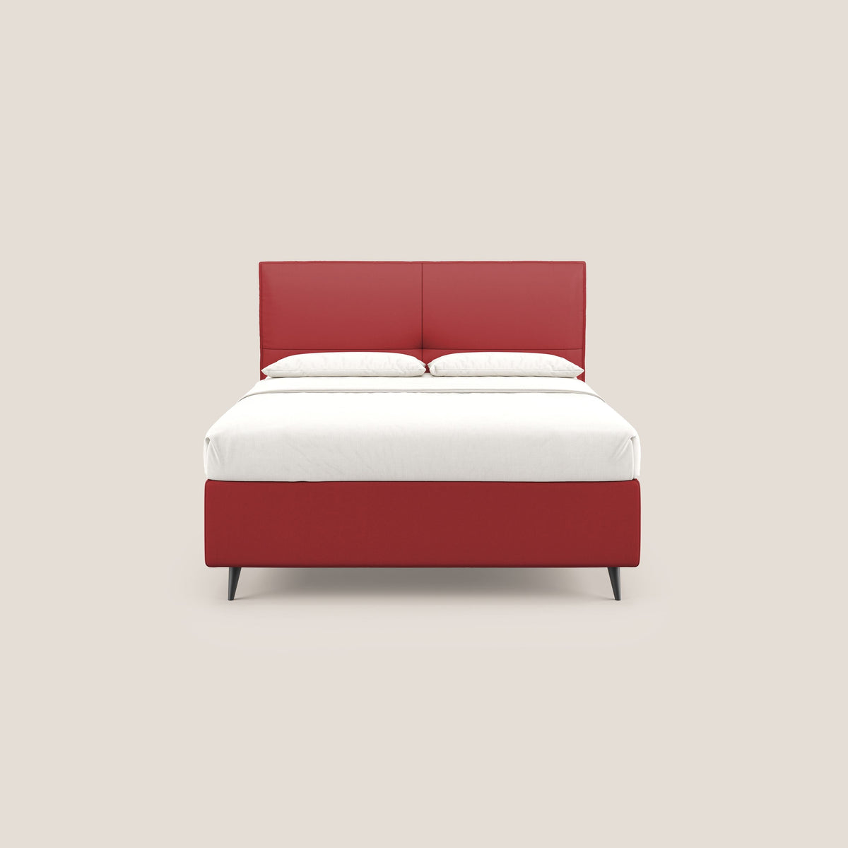 Greta letto contenitore dimensioni SLIM con testata trapuntata in ecopelle impermeabile T04 rosso - divitt.sbs