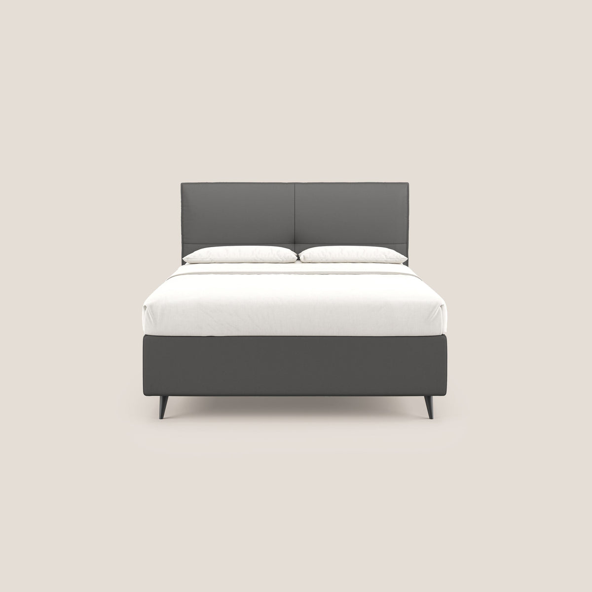 Greta letto contenitore dimensioni SLIM con testata trapuntata in ecopelle impermeabile T04 antracite - divitt.sbs