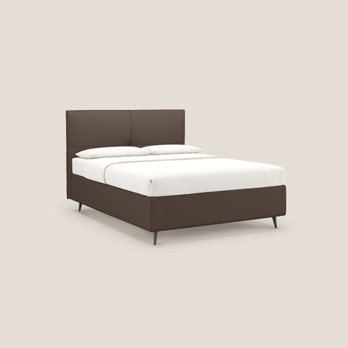 Greta letto contenitore dimensioni SLIM con testata trapuntata in ecopelle impermeabile T04 marrone - divitt.sbs