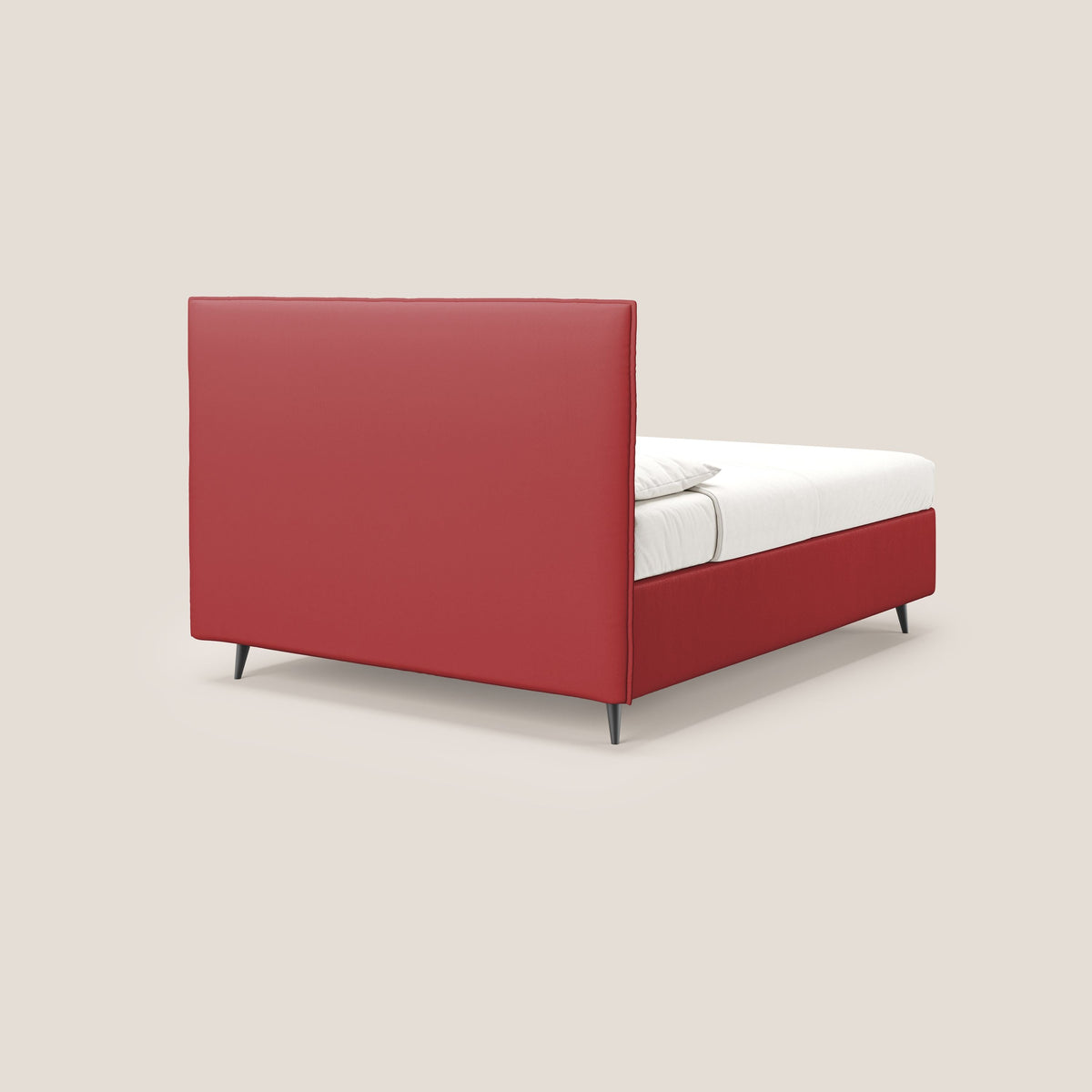 Greta letto contenitore dimensioni SLIM con testata trapuntata in ecopelle impermeabile T04 rosso - divitt.sbs