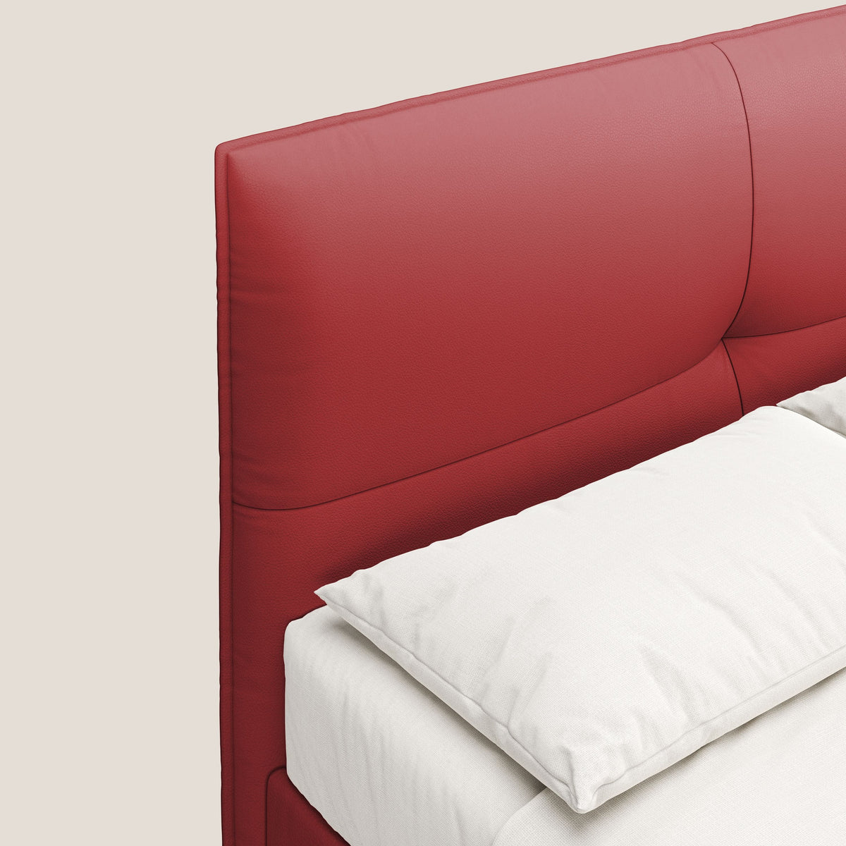 Greta letto contenitore dimensioni SLIM con testata trapuntata in ecopelle impermeabile T04 rosso - divitt.sbs