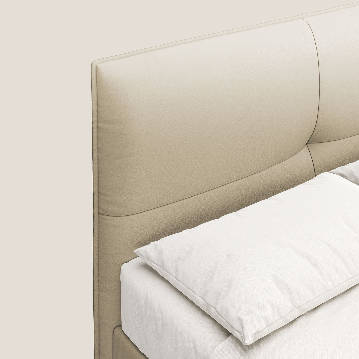 Greta letto contenitore dimensioni SLIM con testata trapuntata in ecopelle impermeabile T04 panna - divitt.sbs