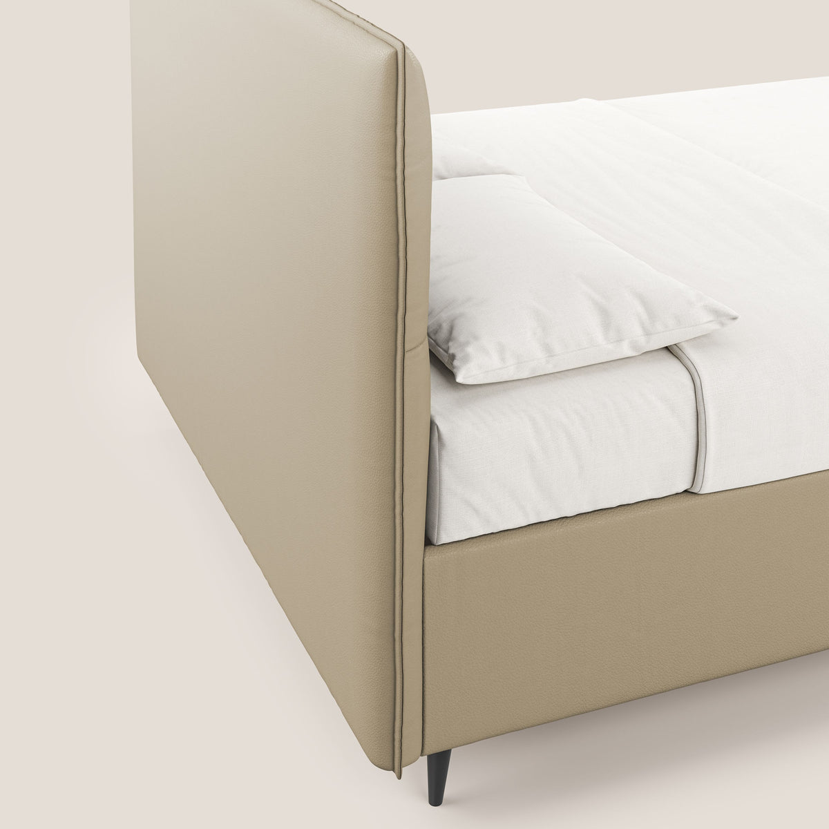 Greta letto contenitore dimensioni SLIM con testata trapuntata in ecopelle impermeabile T04 - divitt.sbs