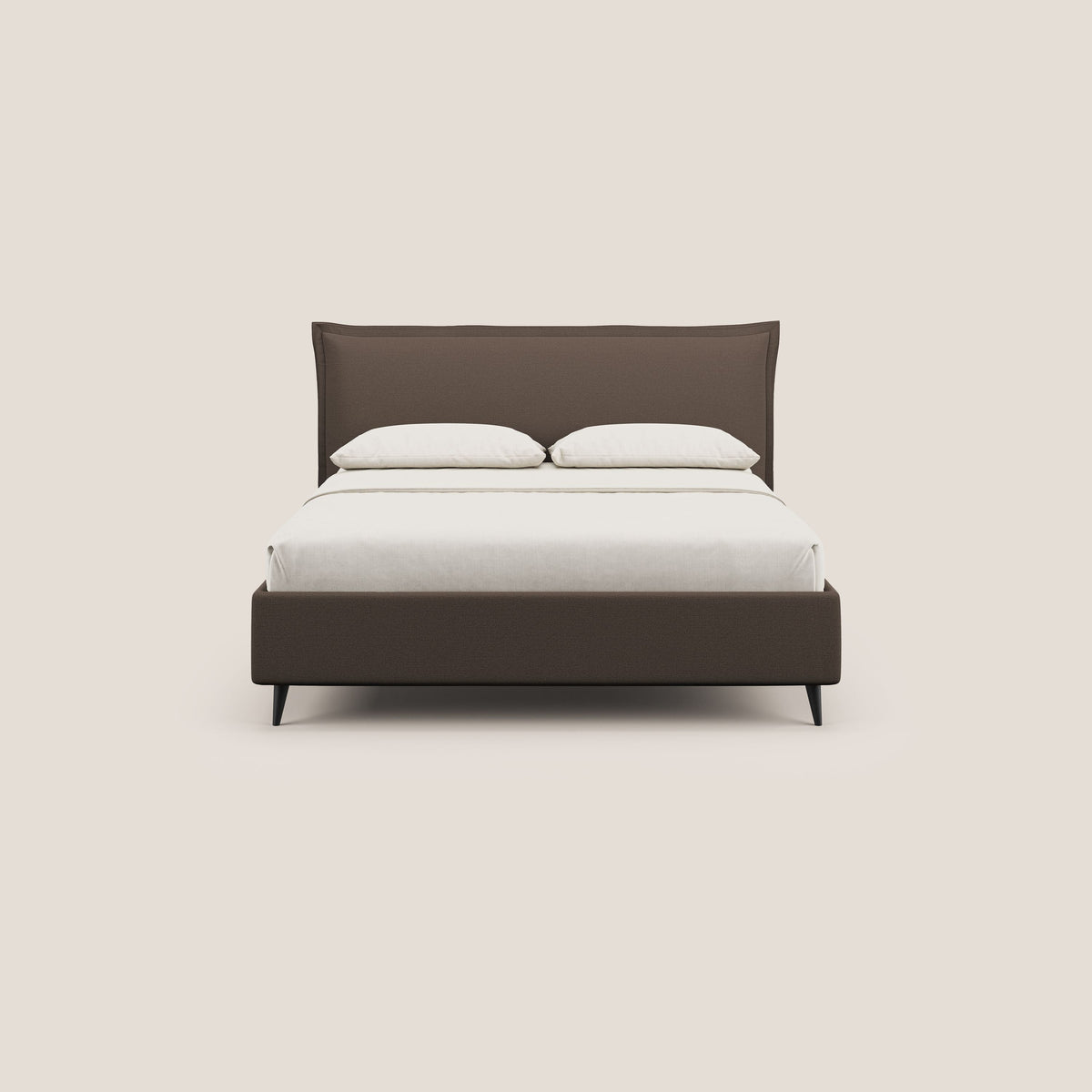 Hans letto contenitore imbottito minimal in tessuto simil cotone impermeabile T19 marrone - divitt.sbs