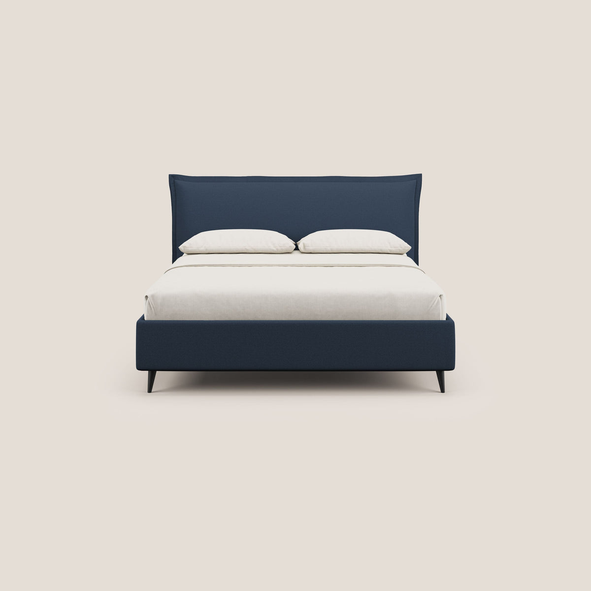 Hans letto contenitore imbottito minimal in tessuto simil cotone impermeabile T19 blu - divitt.sbs